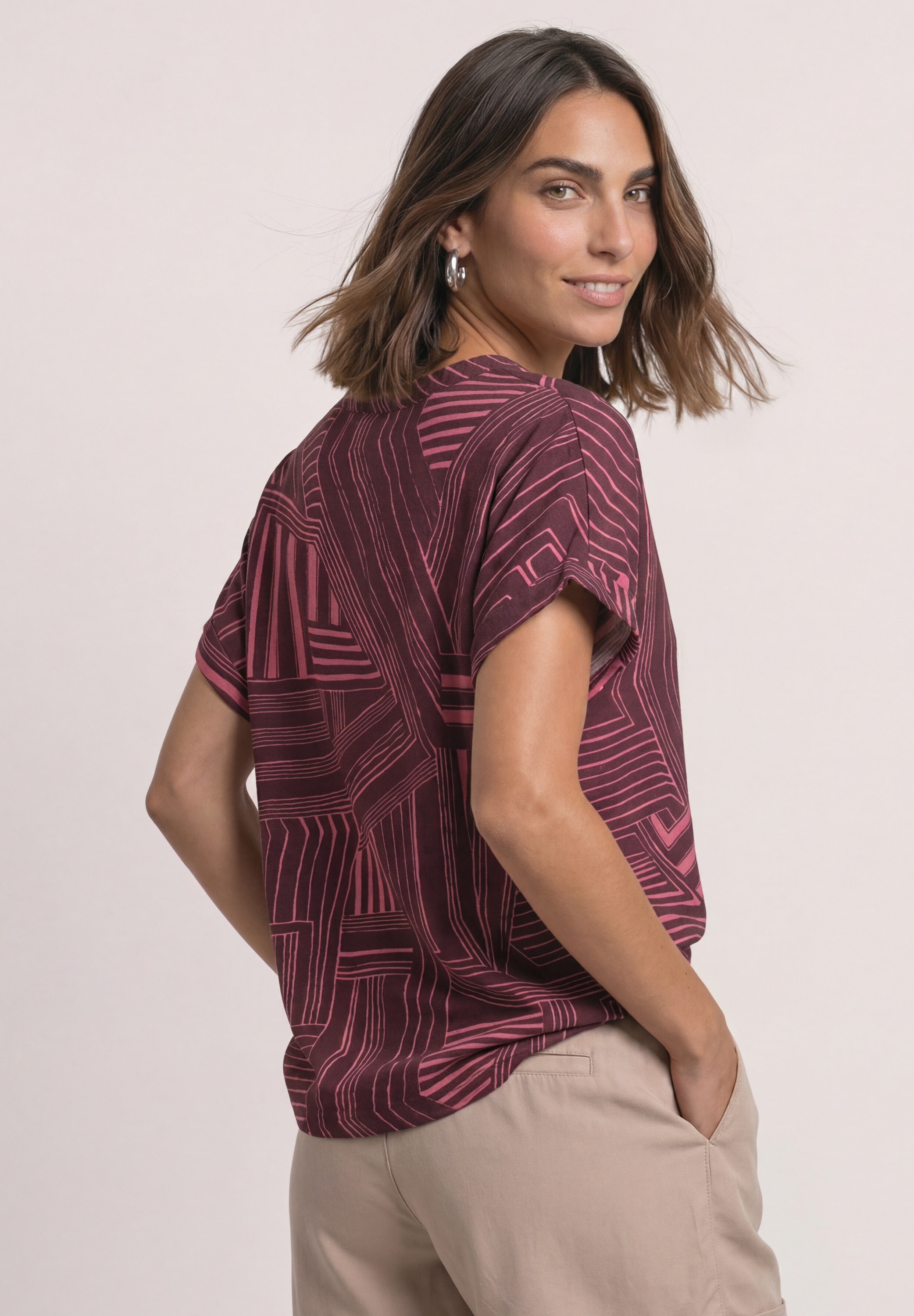 STREET ONE Print-Shirt mit Materialmix