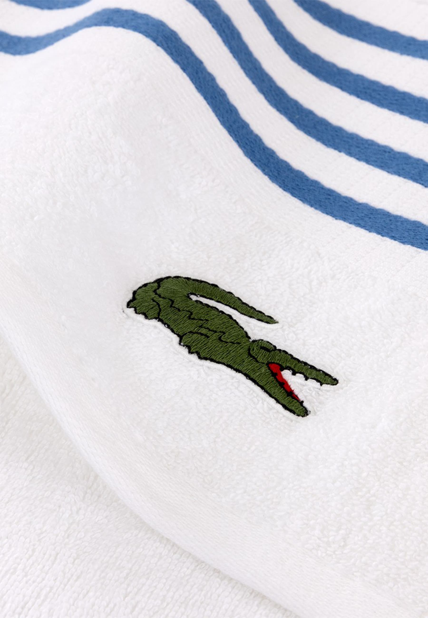 Lacoste Badetuch »LCOURTLI« mit Label-Applikationen und gestreifter Bordüre