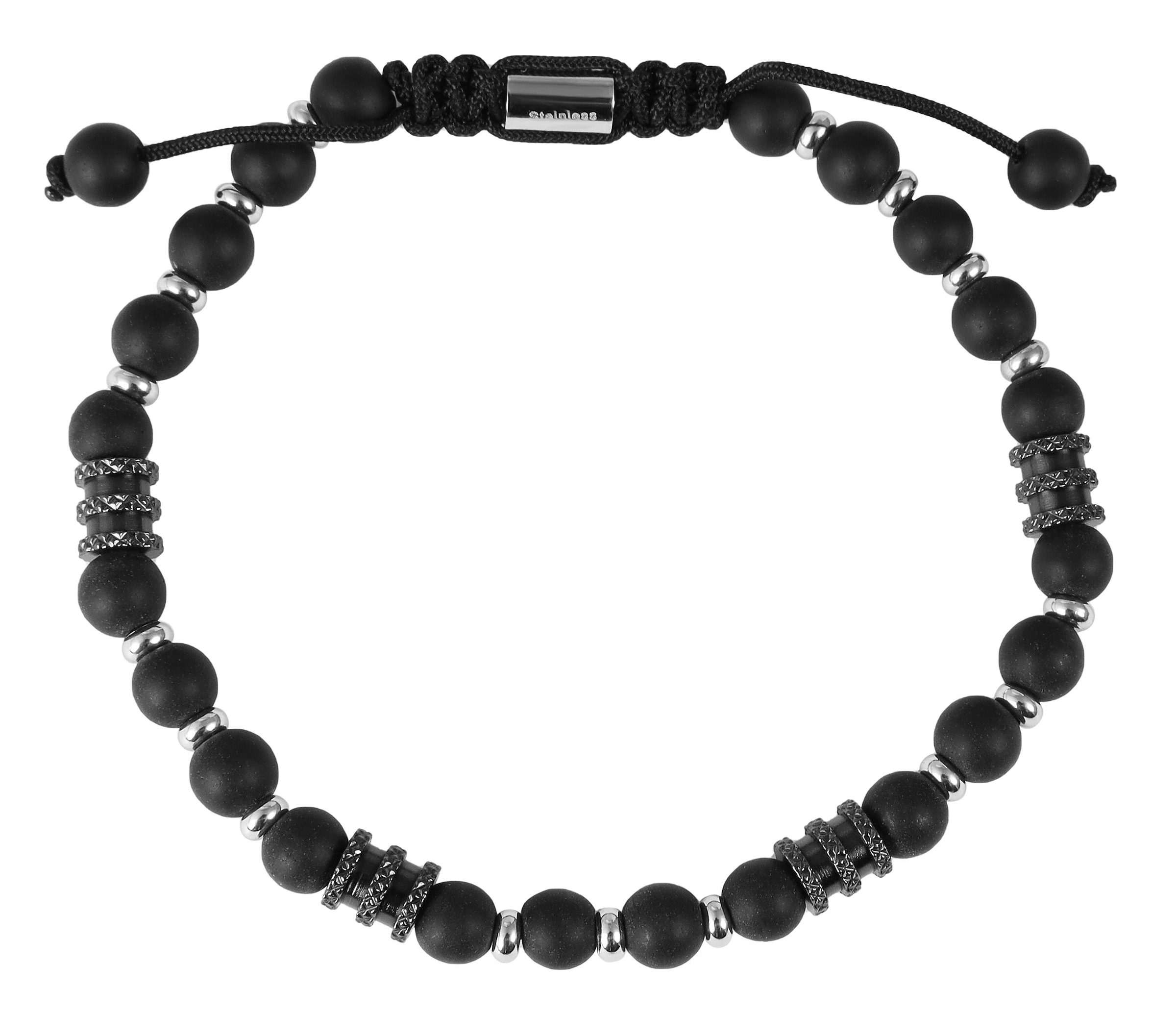 ADELIA ́S Damen Gliederarmband "Armband – Kugelarmband aus Edelstahl mit Onyx 19 cm", 19cm, Edelstahl, schwarz, Edelstahl, Armbänder, Eine schöne