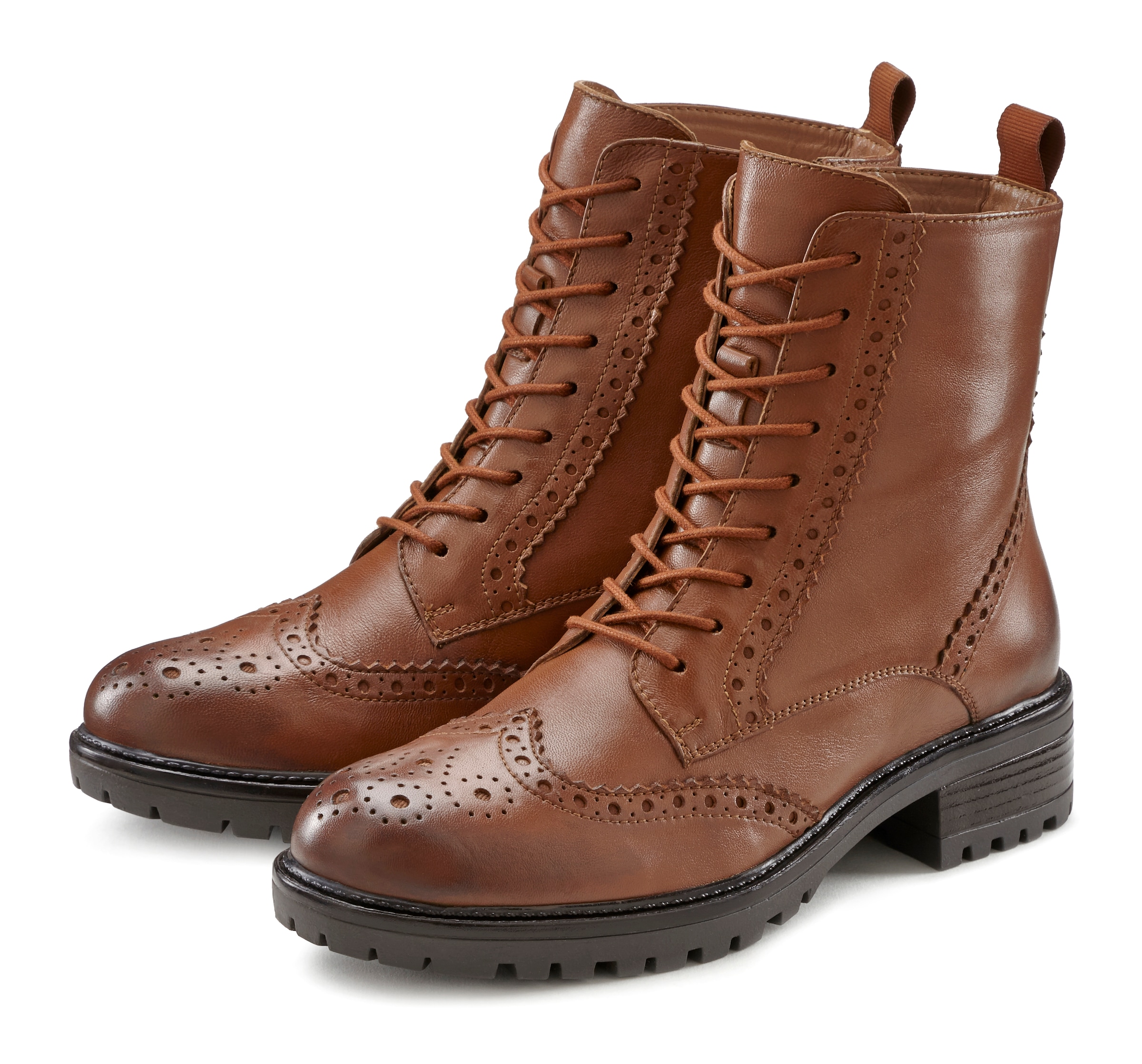 LASCANA Schnürboots "Schnürstiefelette, Ankle Boots, Herbststiefelette," aus Leder zum Schnüren & mit Reißverschluss