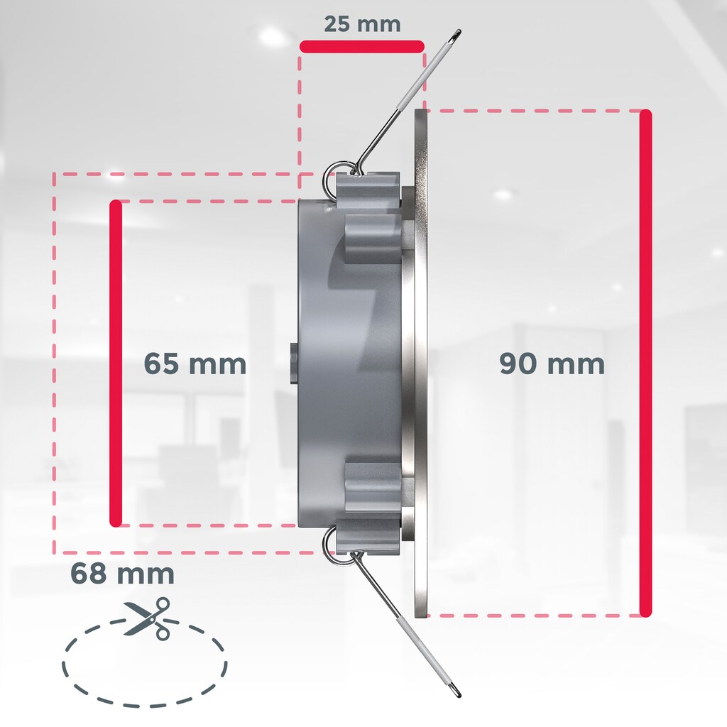 B.K.Licht ultraflache LED Bad-Einbauleuchte, 3er-Set, Schutzart IP44,  stufenlos dimmbar, Ø 9,0 cm, inkl. LED Leuchtmittel