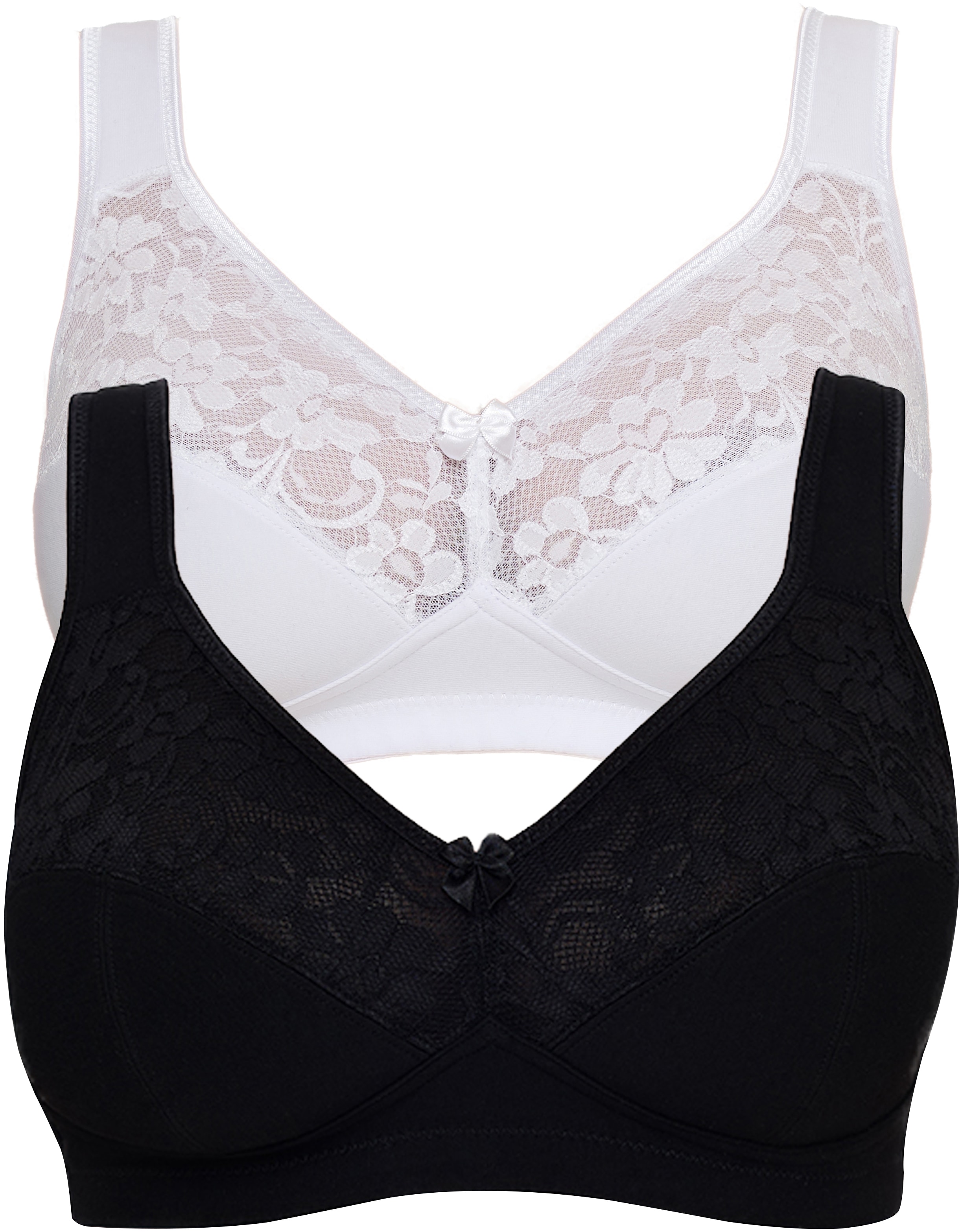 Susa Bügelloser BH "Basic" Spitze, genähte Cups, Baumwollmix, elastisch, BH-Set