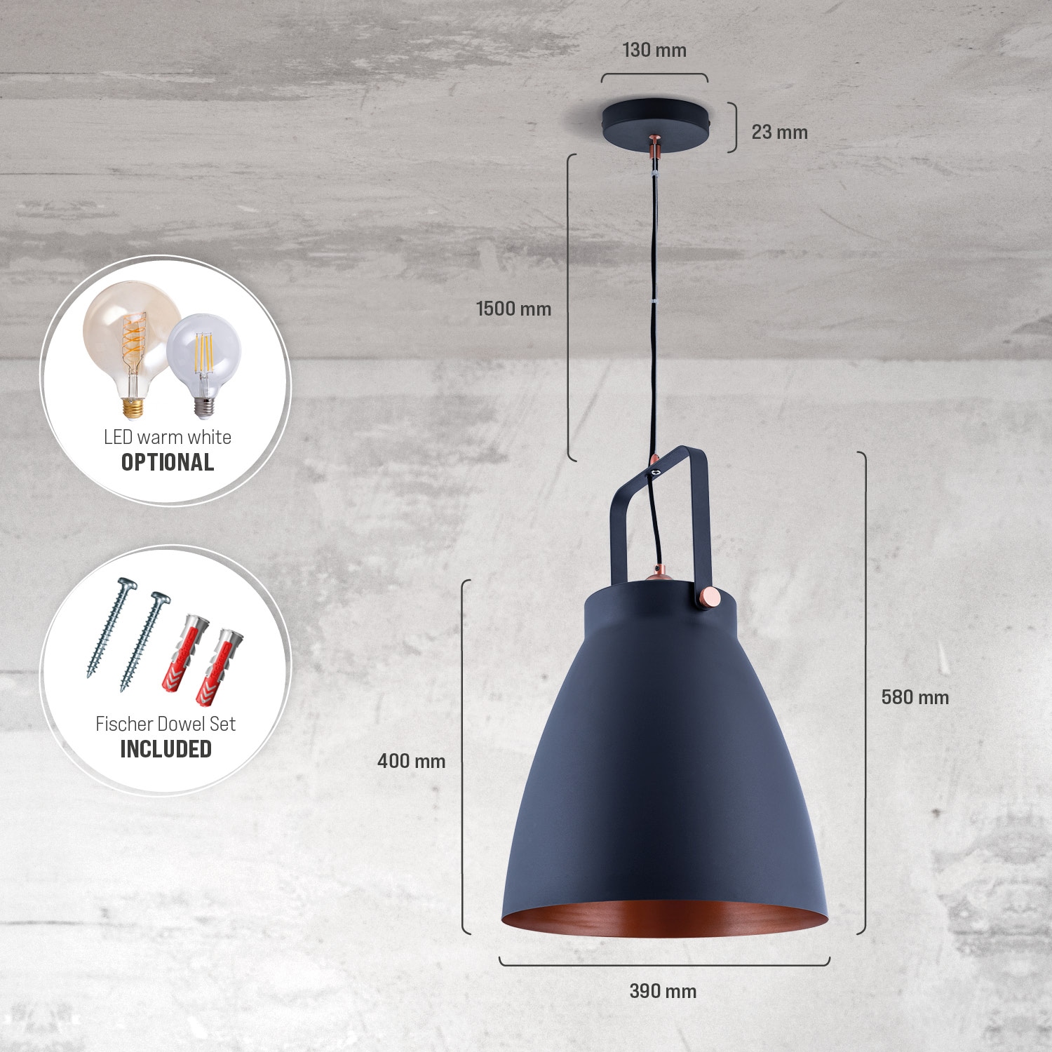 Paco Home Pendelleuchte »BOONE PD«, 1 flammig, Leuchtmittel E27 | ohne Leuchtmittel, Stehleuchte Modern Wohnzimmer Industrial Scheinwerfer Design E27