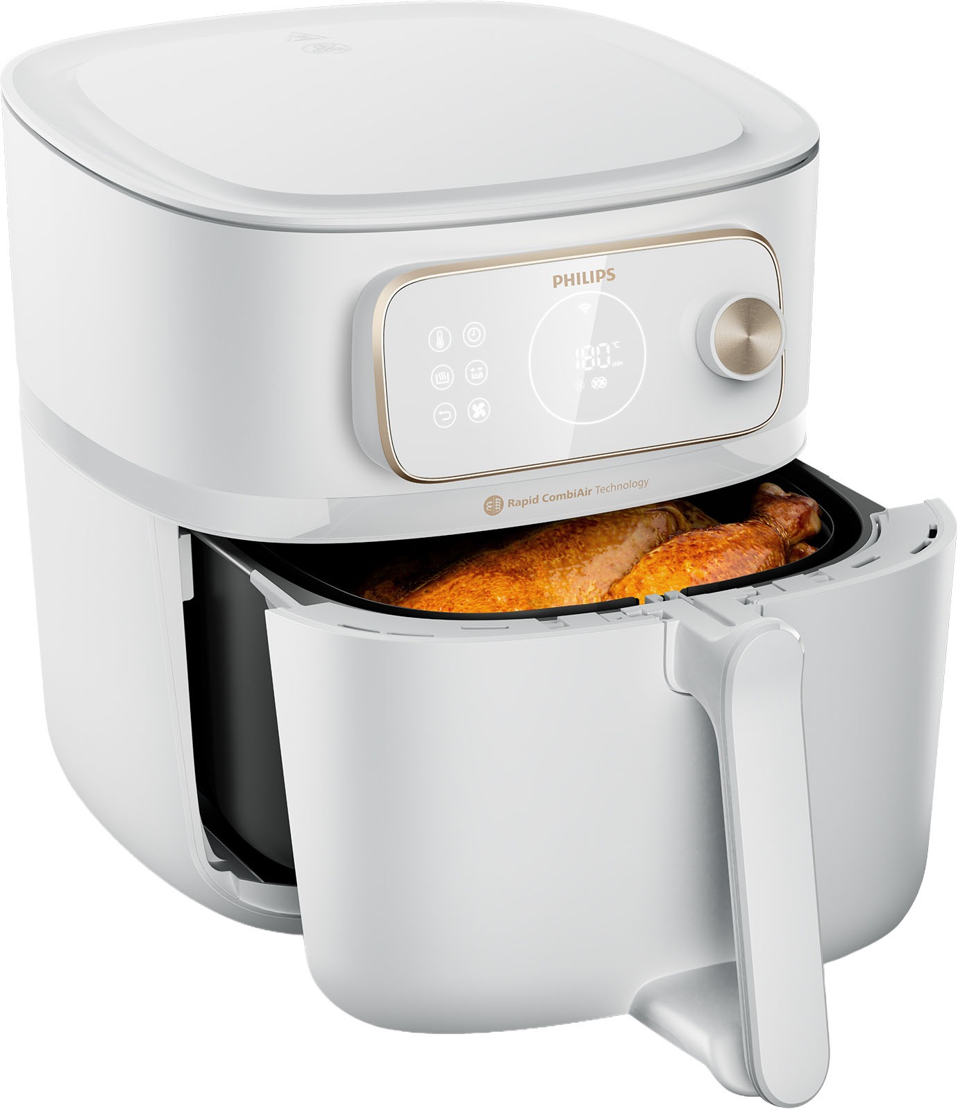 PHILIPS Heißluftfritteuse "Airfryer XXL Kombi HD9876/90, mit 8,3 l, Rapid CombiAir Technologie", B:33,5cm H:35,1cm T:44,7cm, weiß, Fritteusen, 22
