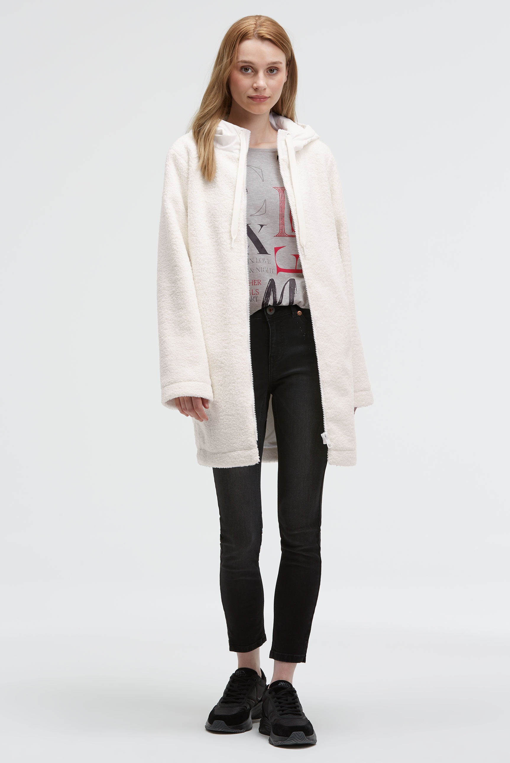 SOCCX Kurzmantel in Bouclé-Strick-Optik