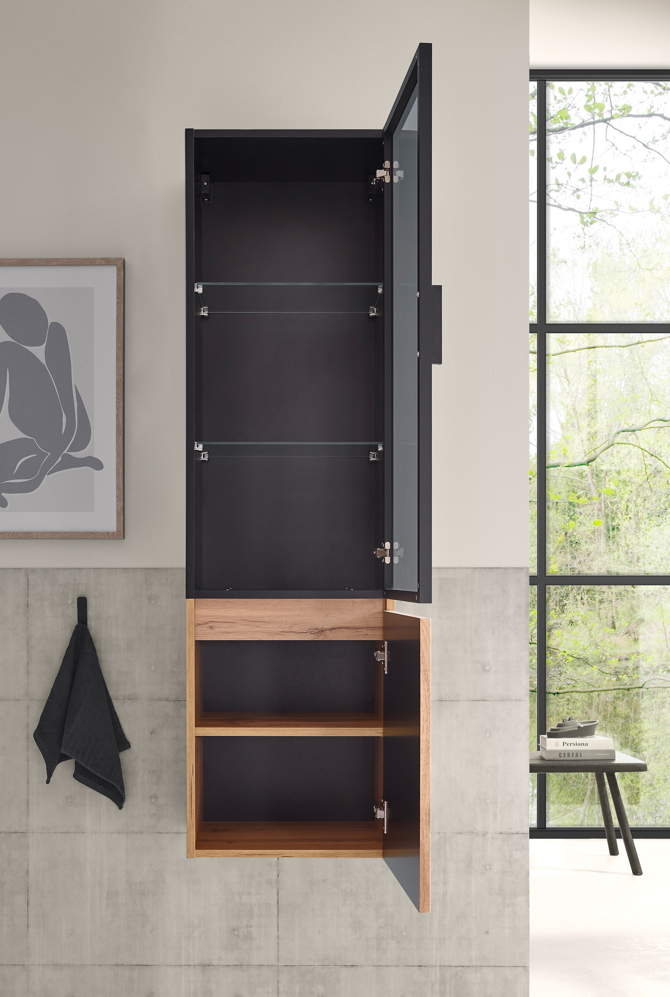 BASIC by Balculina Hochschrank »Loris BxHxT 40x140x32 cm« 1 Stk. tlg. Breite 40cm, Softclose, Glastür