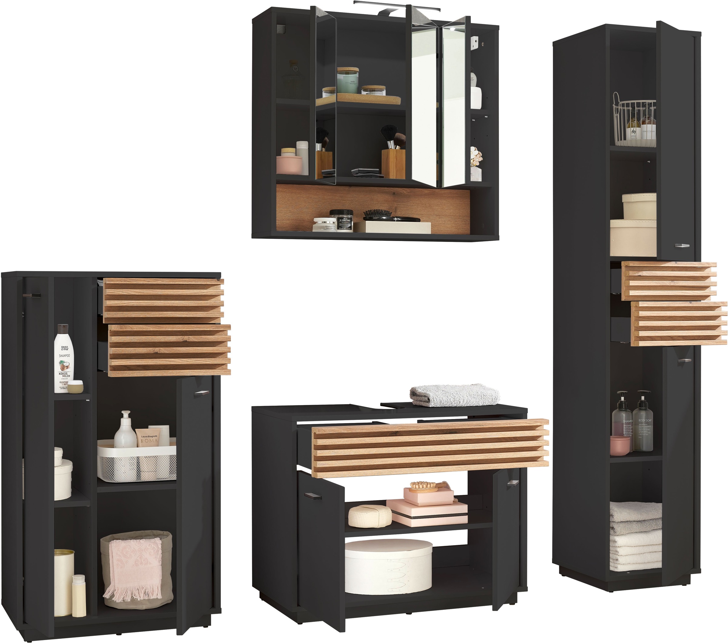 BASIC by Balculina Midischrank »Liguria B/H/T 60x106x35 cm« 1 Stk. tlg. Breite 60cm, Unterflurauszug, FSC-Mix 70%