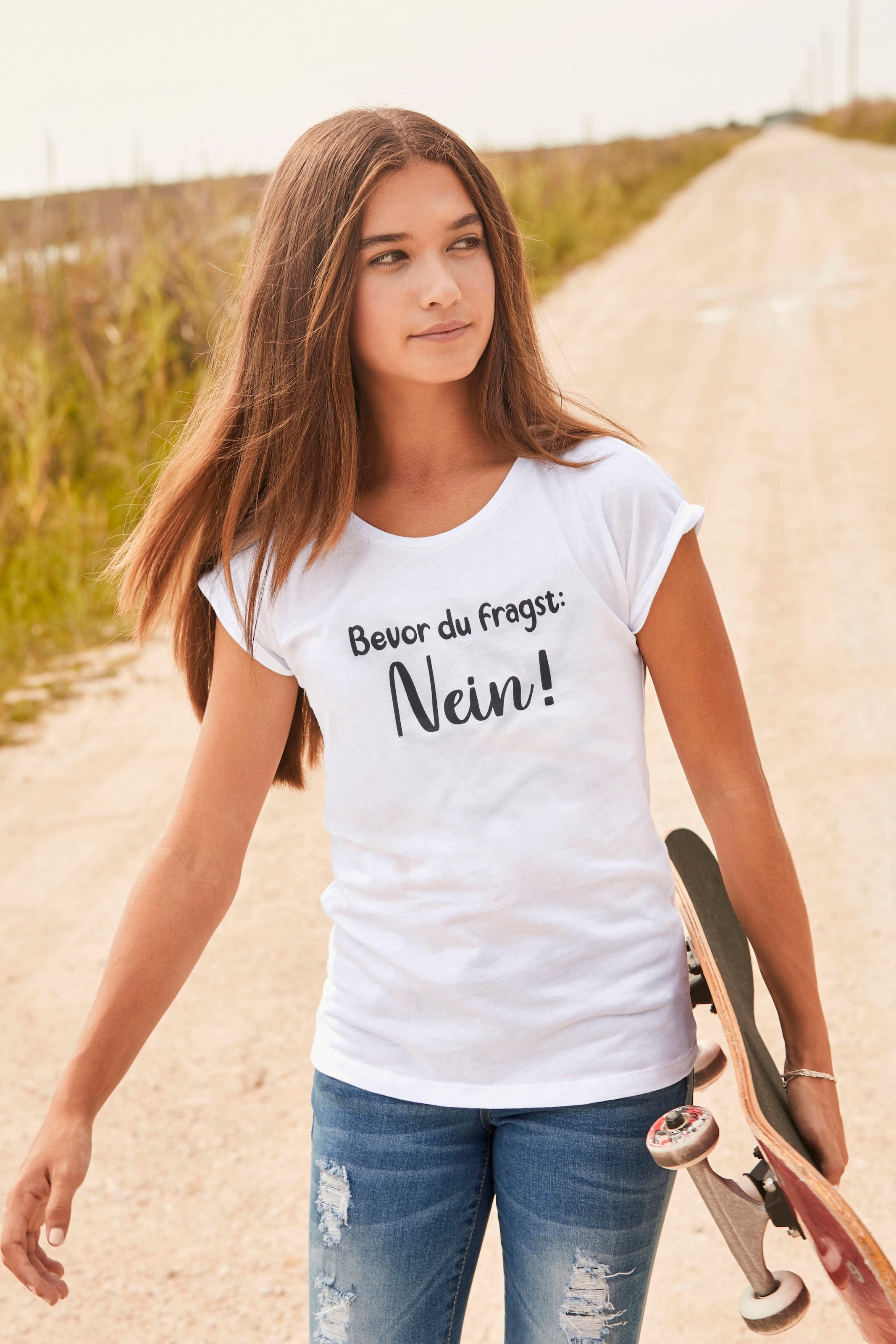 KIDSWORLD T-Shirt »Bevor Du fragst: NEIN!«, in weiter legerer Form online  bestellen | BAUR