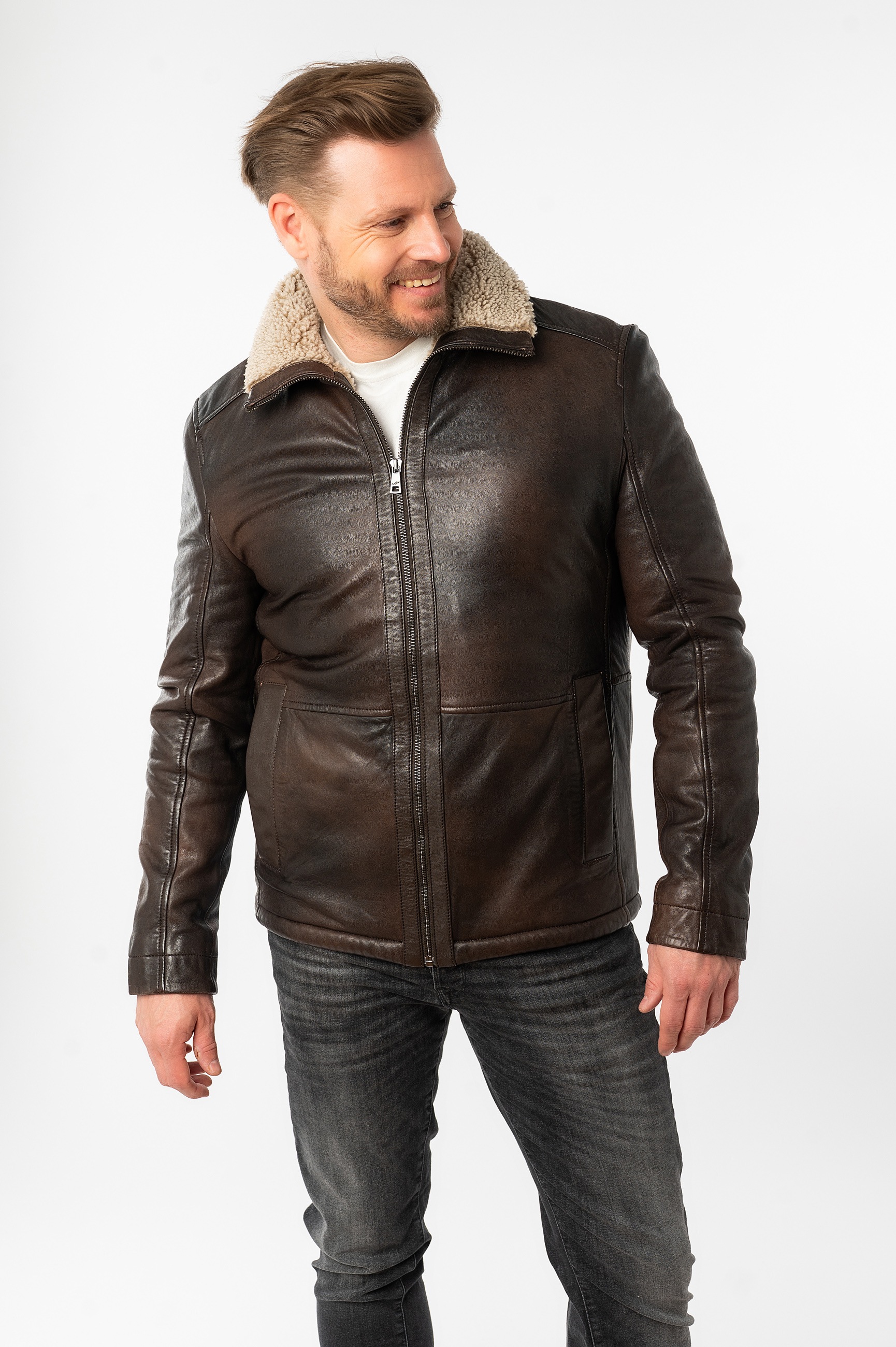 Thumbnail - Mauritius Lederjacke "MMNuuko" mit gefüttertem Umlegekragen