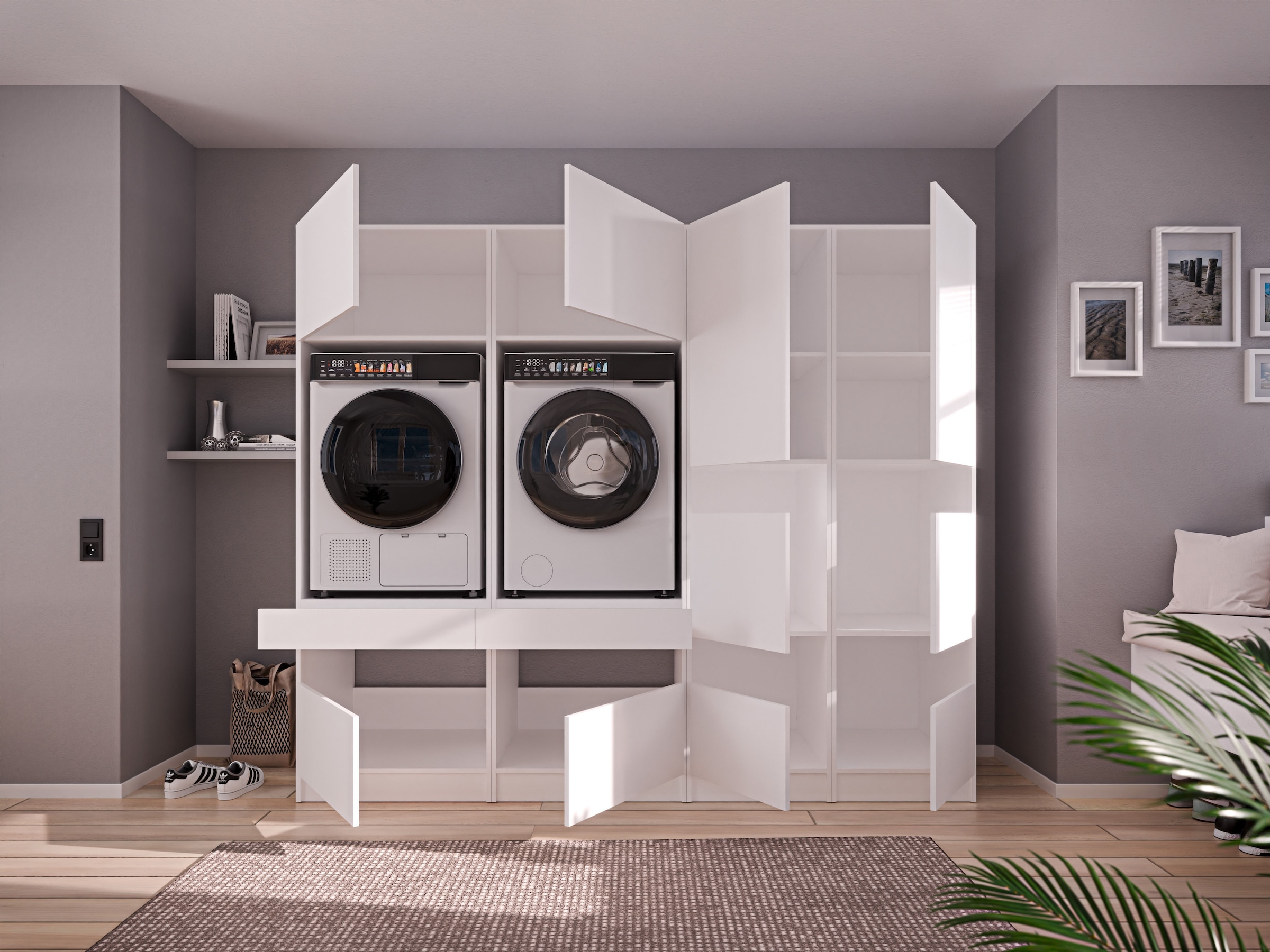 BASIC by Balculina Mehrzweckschrank-Set »Washhome B/T/H 236x68x200 cm« 4 Stk. tlg.
