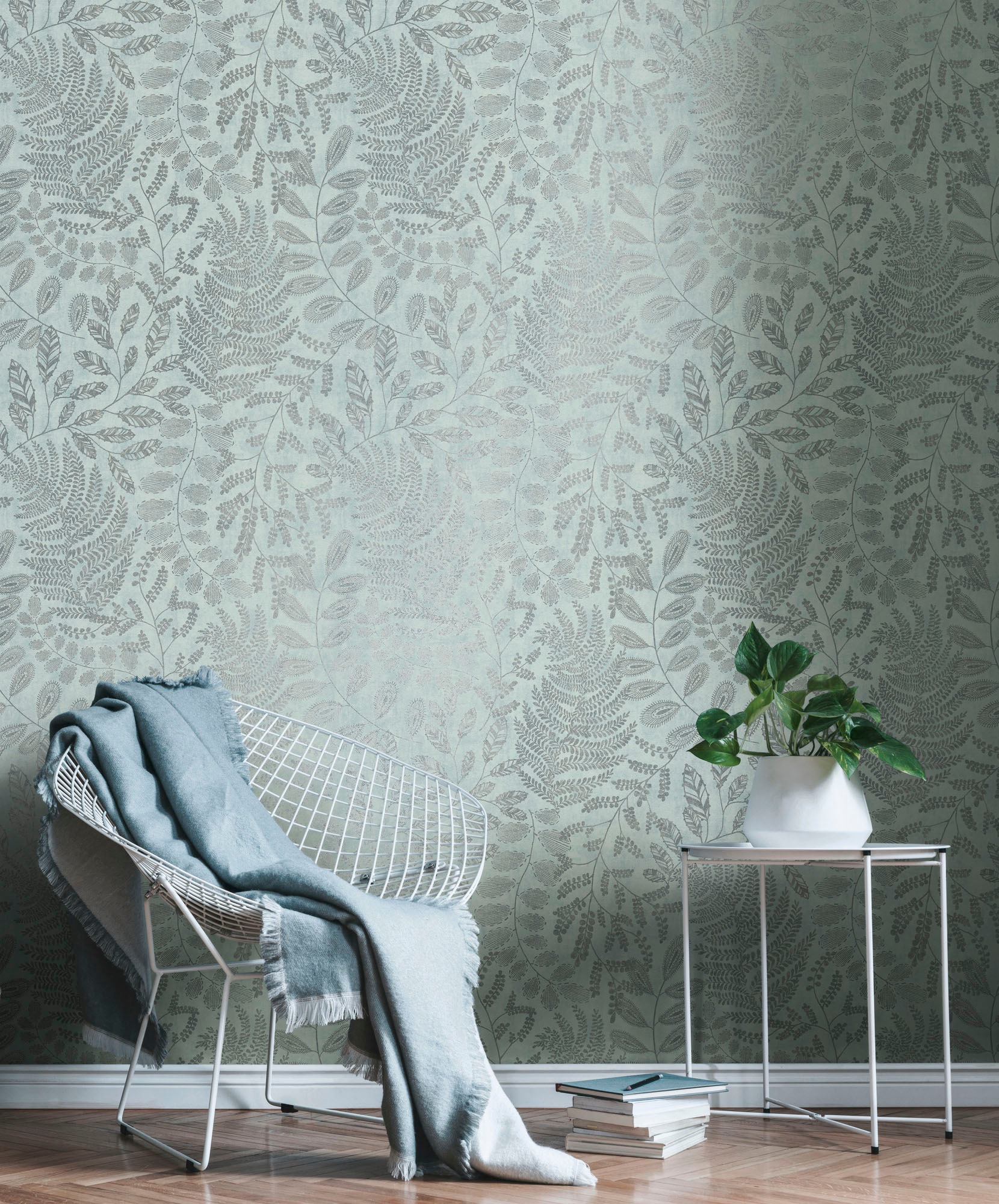 A.S. CRÉATION Vliestapete "THE BOS Blätter Floral", B/L: 0,53m x 10,05m, Rollen: 1, grün, Wohnzimmer, Tapeten, Florale Tapete Tapete Floral Tapeten