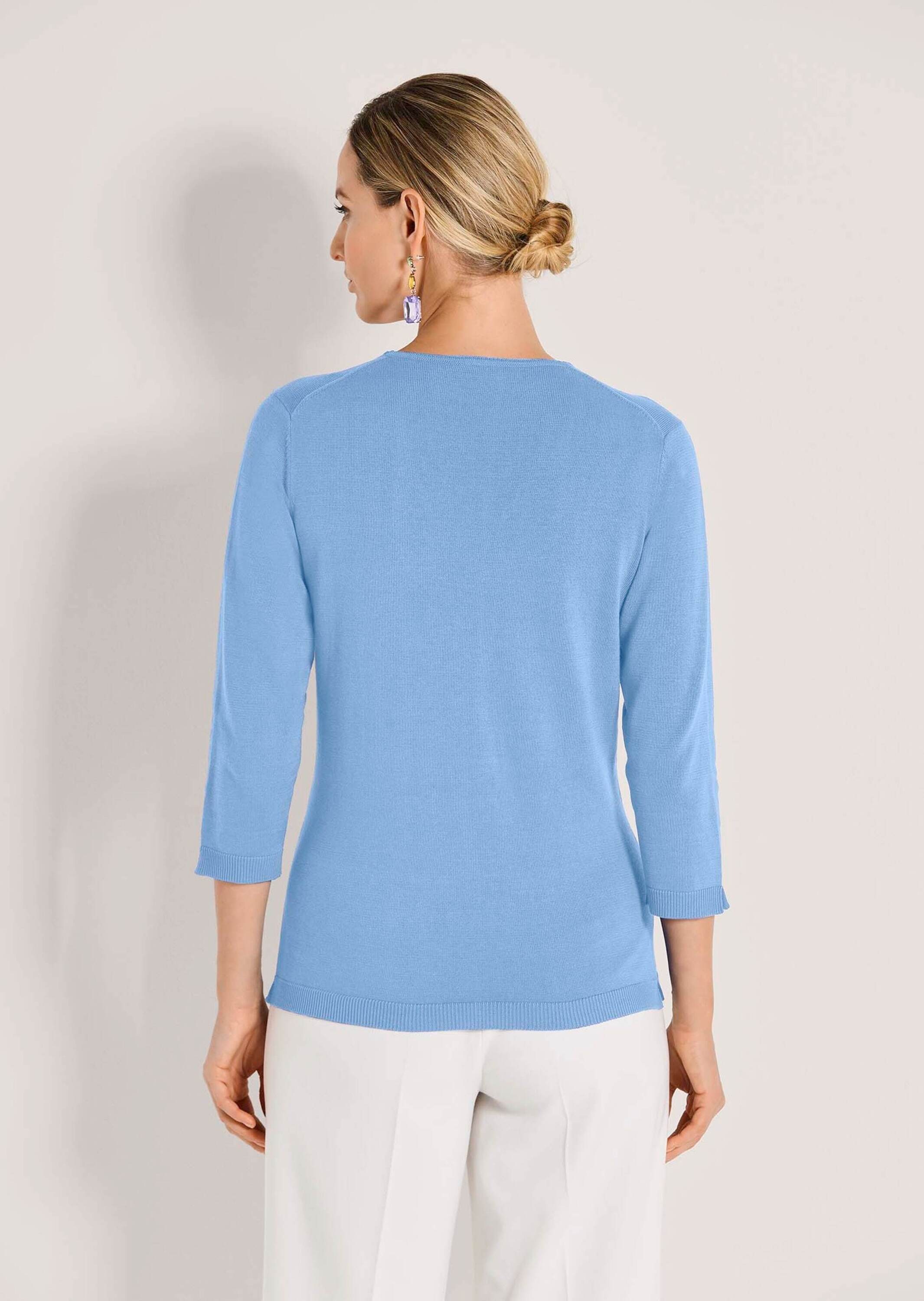 MADELEINE Longpullover Knit Sweater V-Neck Blue 36/38 3