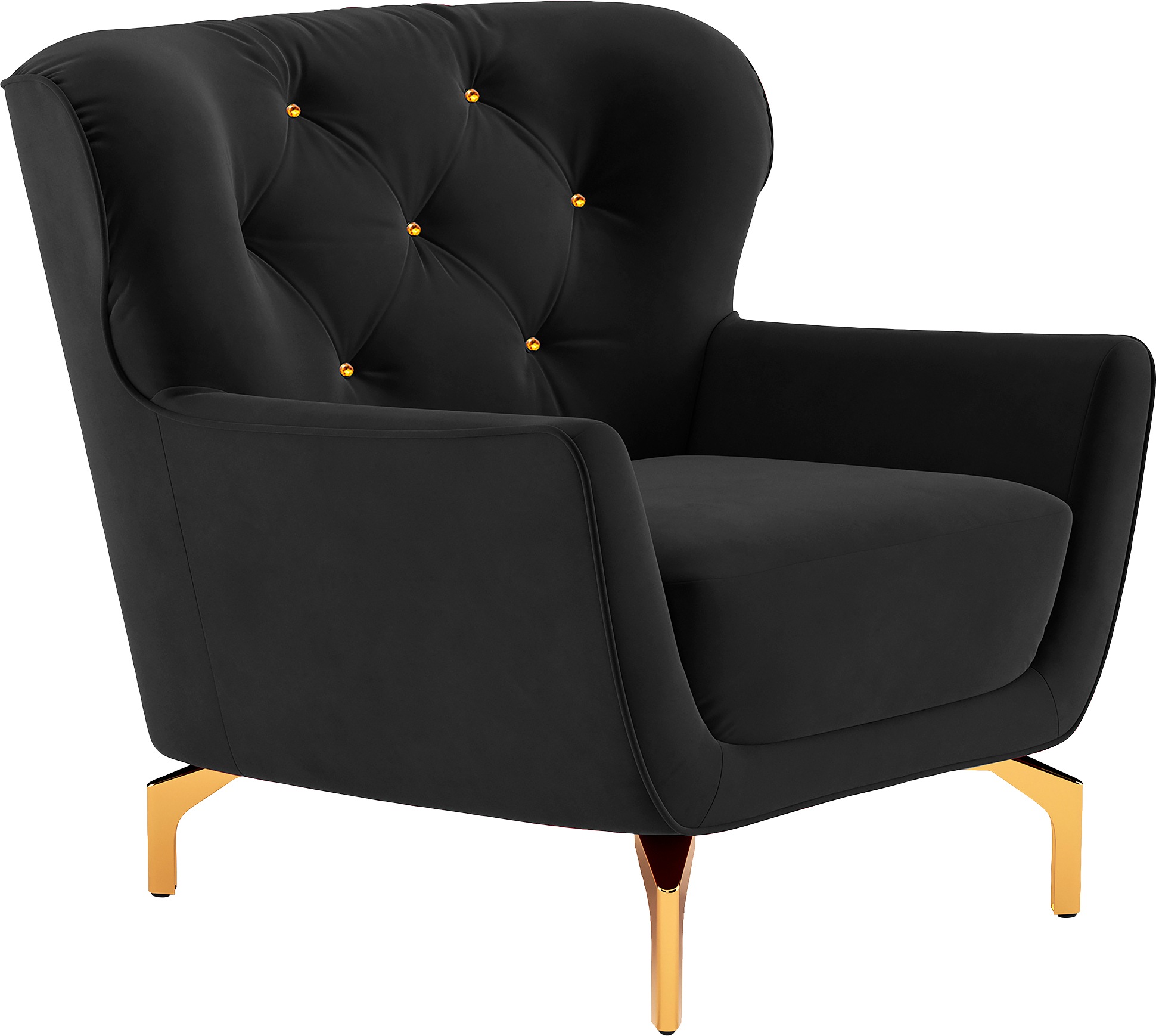 Thumbnail - sit&more Sessel "Orient 3", inkl. 1 Zierkissen mit Strass-Stein, goldfarbene Metallfüße