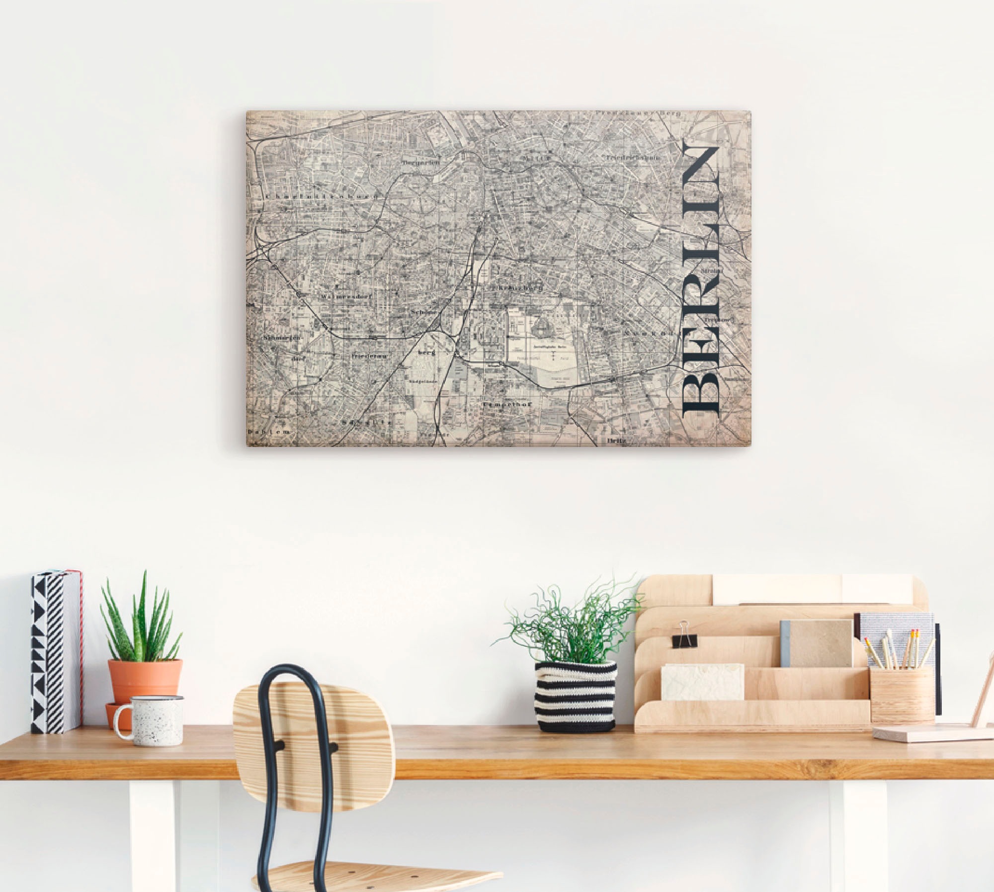 Artland Leinwandbild "Berlin Karte Straßen Karte Grunge" Deutschland 1 Stk. günstig online kaufen