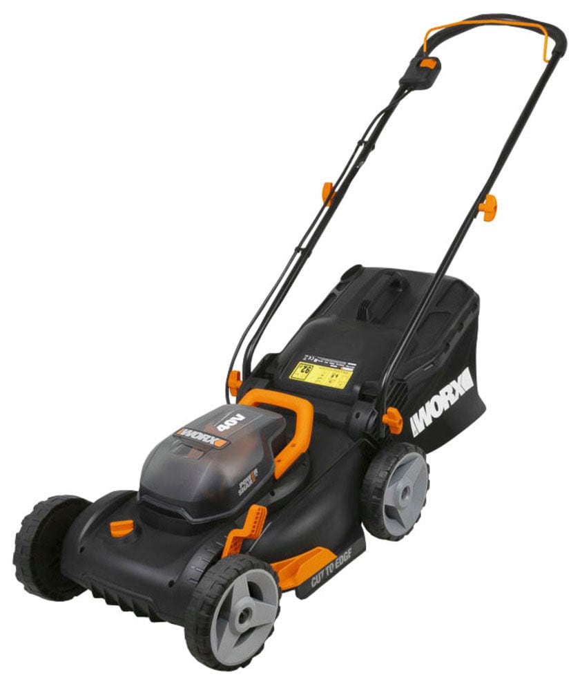 Worx Akkurasenmäher "WG743E", (Set), 40V/ 2x4Ah 500m², 40cm/20-80mm, 45 Liter