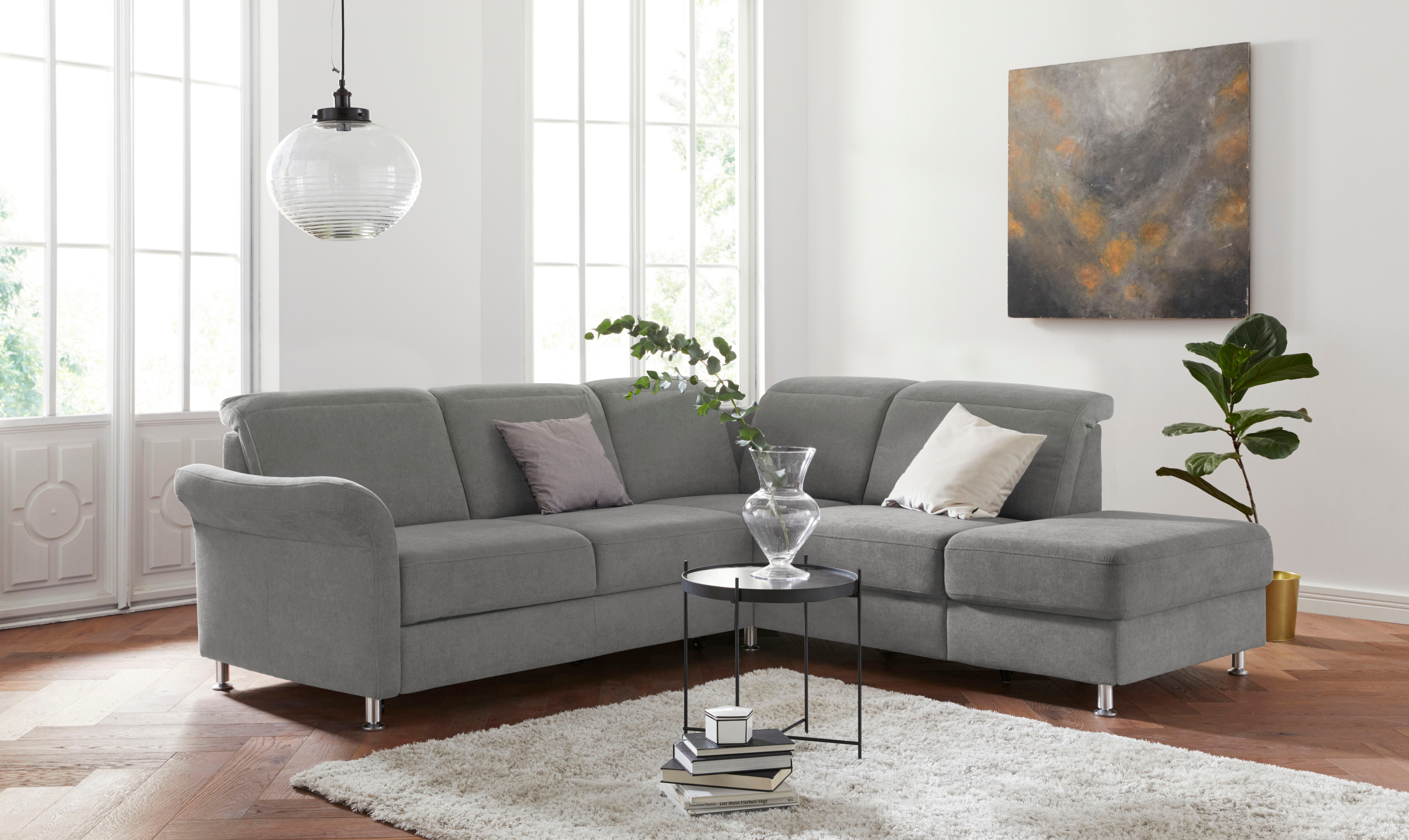 sit&more Ecksofa "Darwin L-Form" inklusive Federkern, wahlweise mit Kopfteilverstellung, Schlaffunktion
