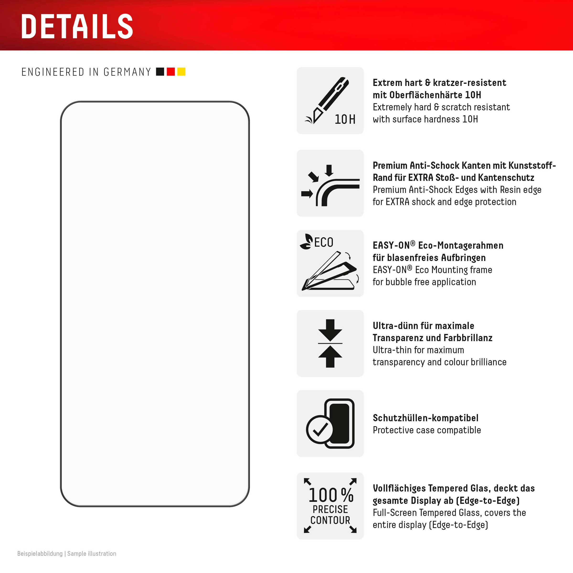 Displex Displayschutzglas »Real Glass FC«, für Samsung Galaxy S24-Samsung Galaxy S25, Displayschutzfolie Displayschutz kratzer-resistent 10H splitterfest