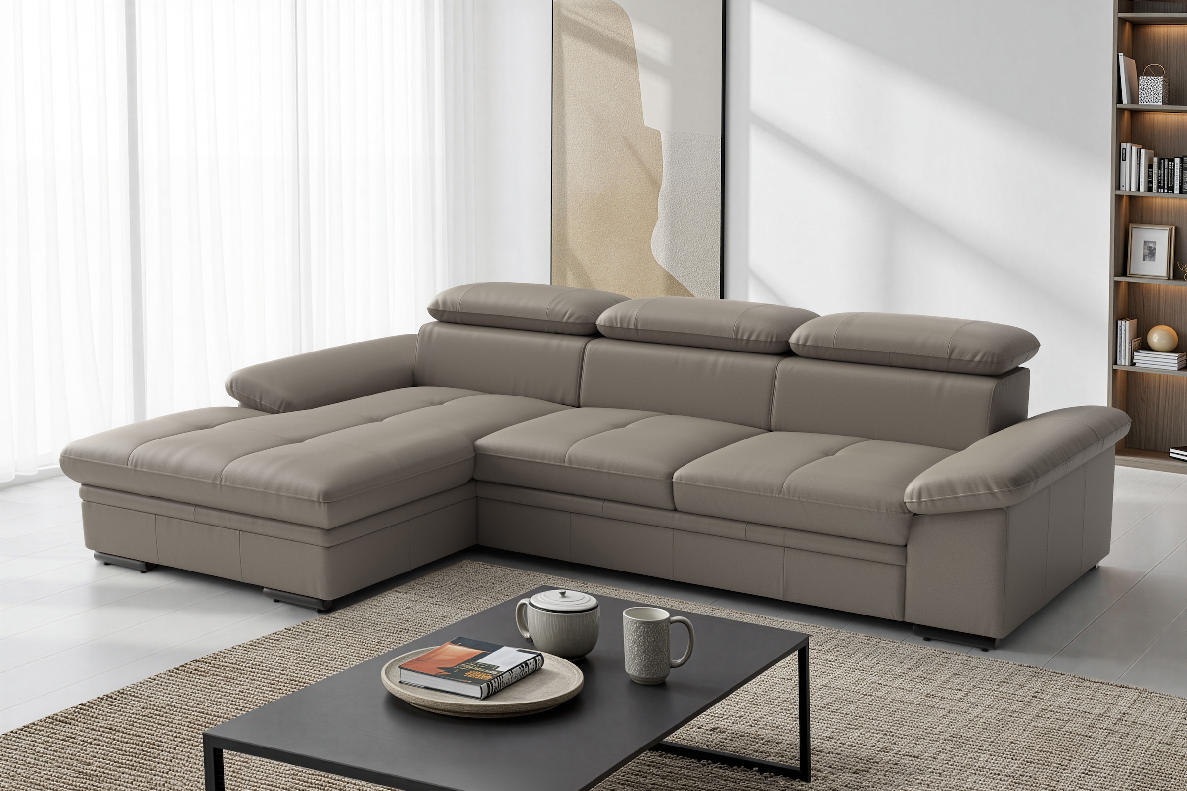 sit&more Ecksofa "Viola, Leder, L-Form, B: 260 cm, mit Armteil- und Kopfteilvertsellung" optional mit Schlaffunktion