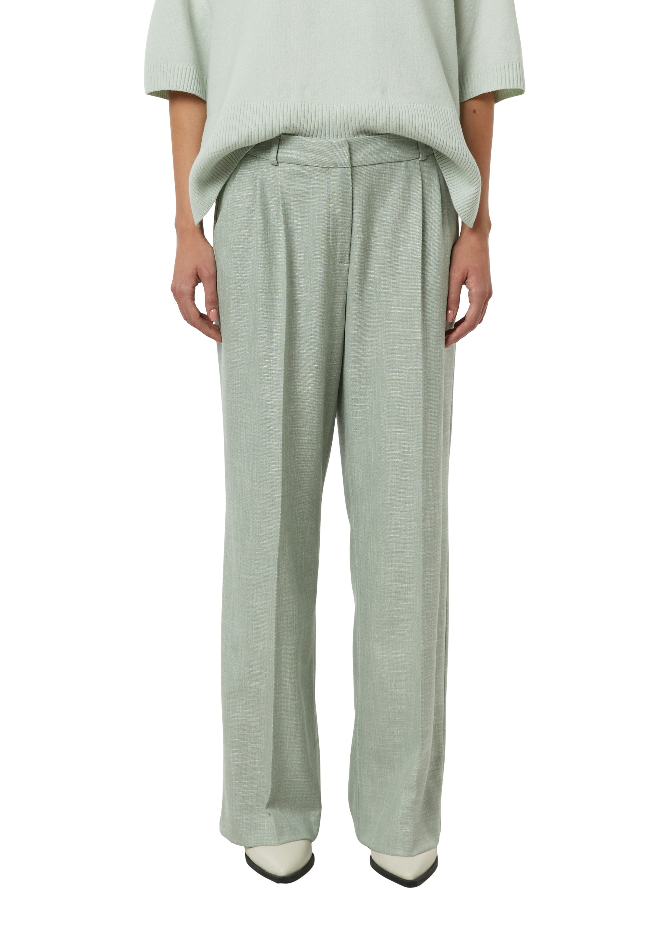 Comma Stoffhose meliert, mit geradem Bein und Bundfalte günstig online kaufen