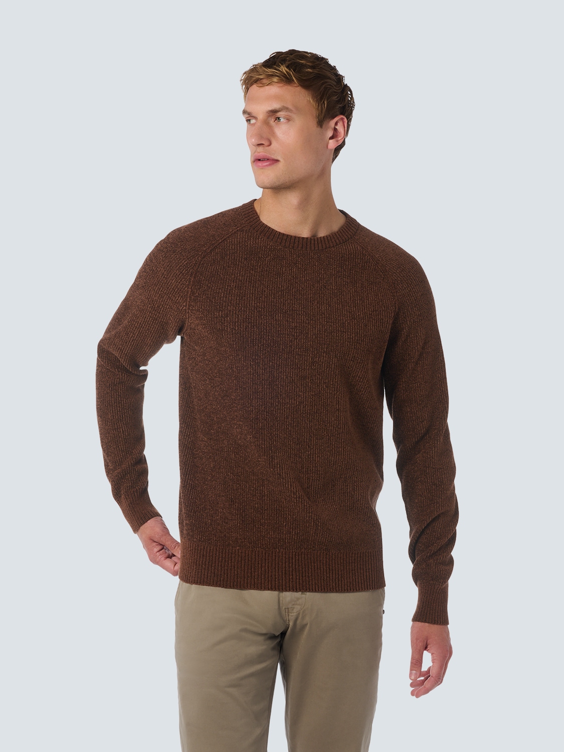 NO EXCESS Strickpullover – Zweifarbiger Chenille-Rundhalspullover günstig online kaufen