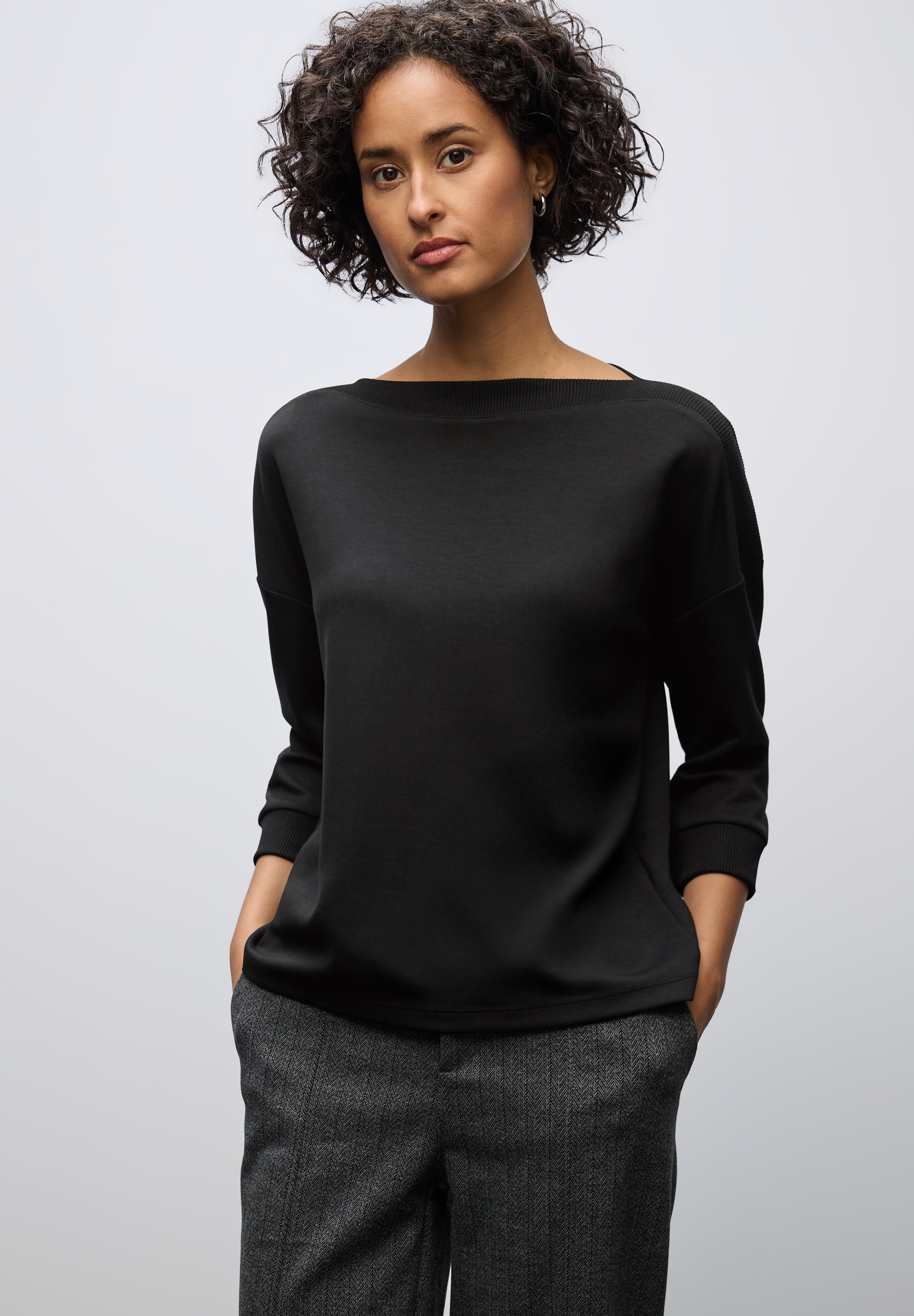 STREET ONE 3/4-Arm-Shirt, Strick-Shirt mit U-Boot-Ausschnitt günstig online kaufen
