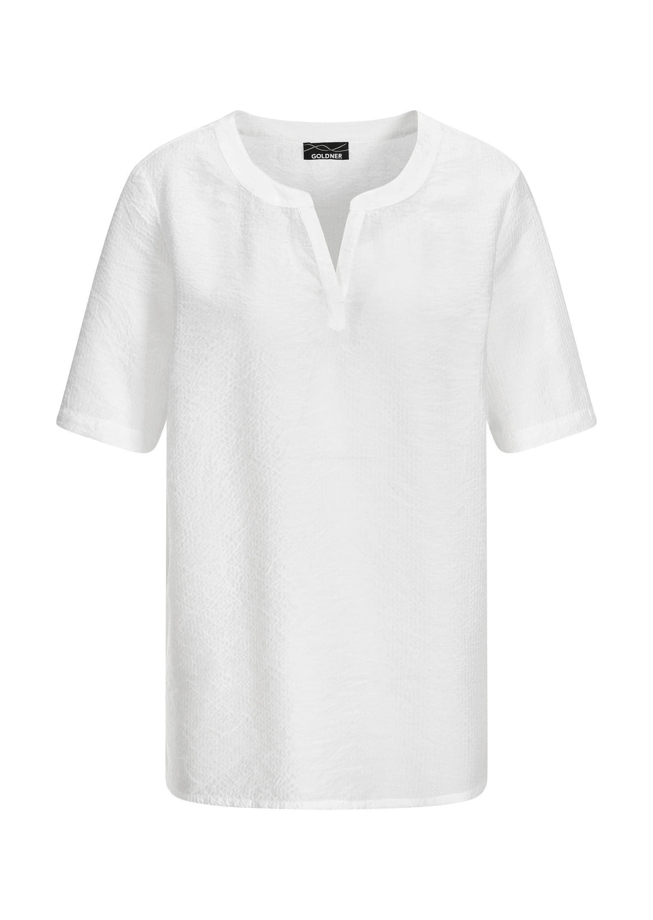 Schlupfbluse GOLDNER "Blusenshirt mit feiner Streifenstruktur", Damen, Gr. 54, weiß, Obermaterial: 100% Polyester PES., gerade, Blusen Schlupfbluse, figurschmeichelende Schnittführung