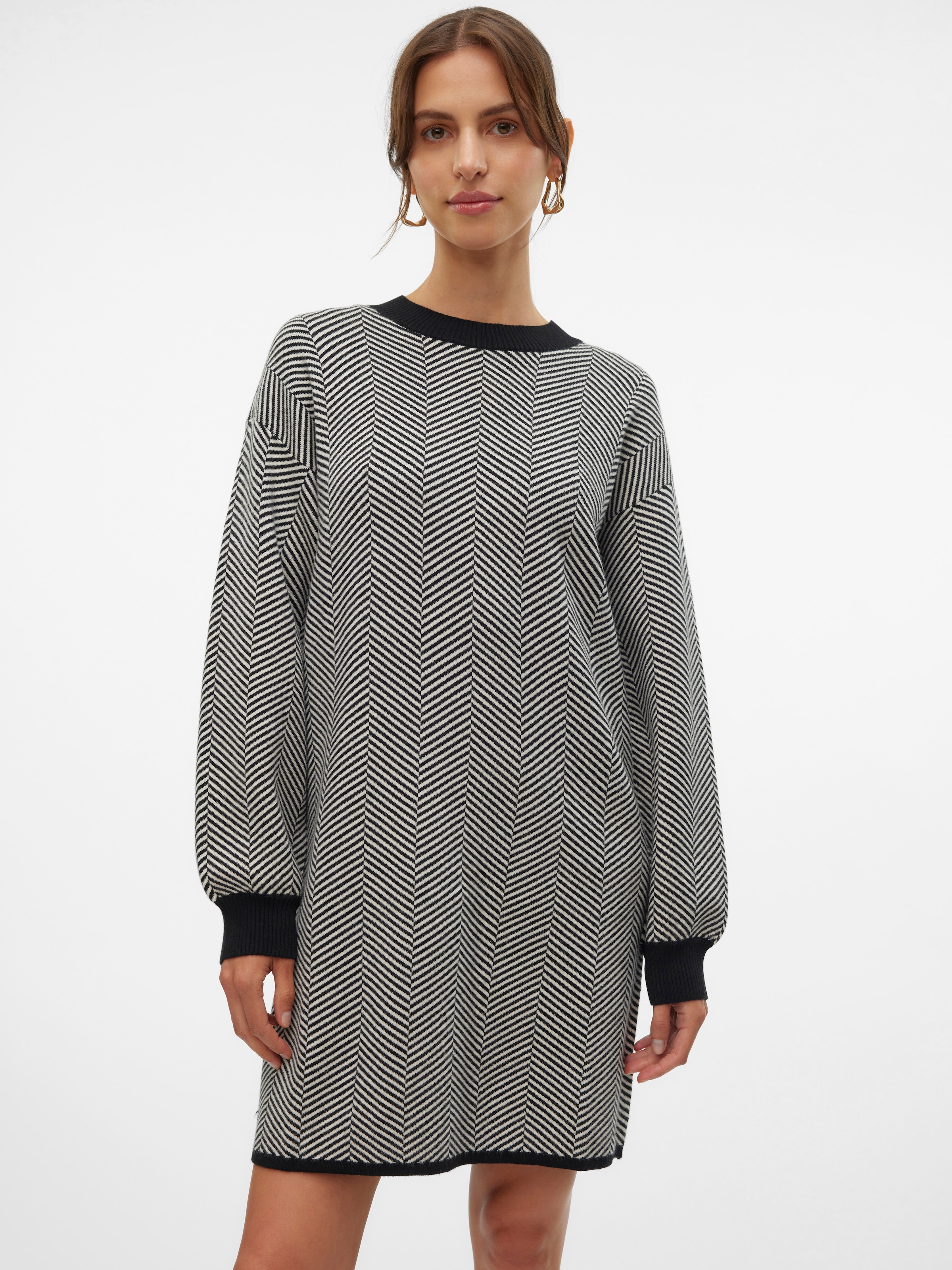 Vero Moda Strickkleid "VMBLUSH HERRINGBONE LS O-NECK DRESS LCS" günstig online kaufen