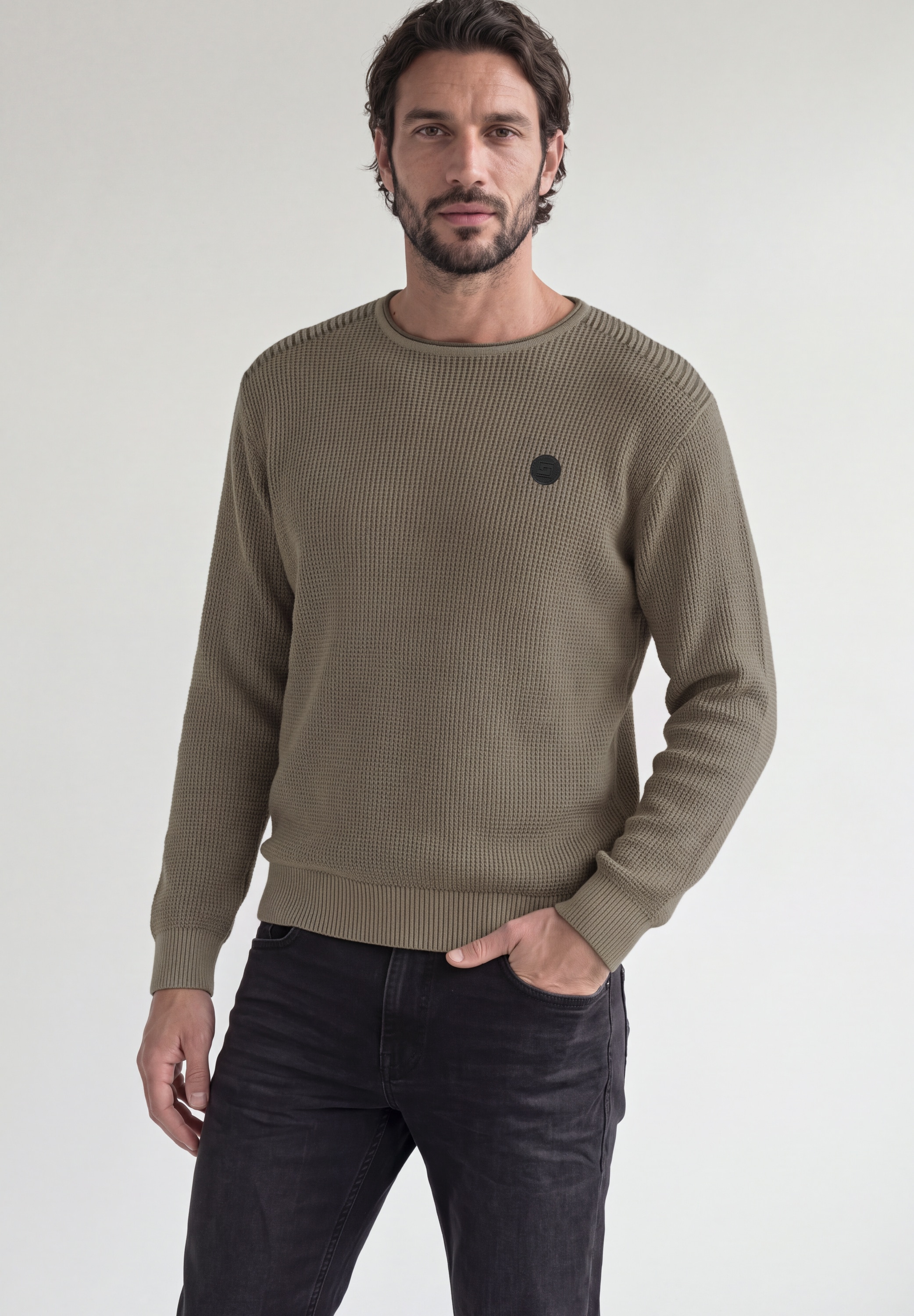 STREET ONE MEN Strickpullover aus reiner Baumwolle