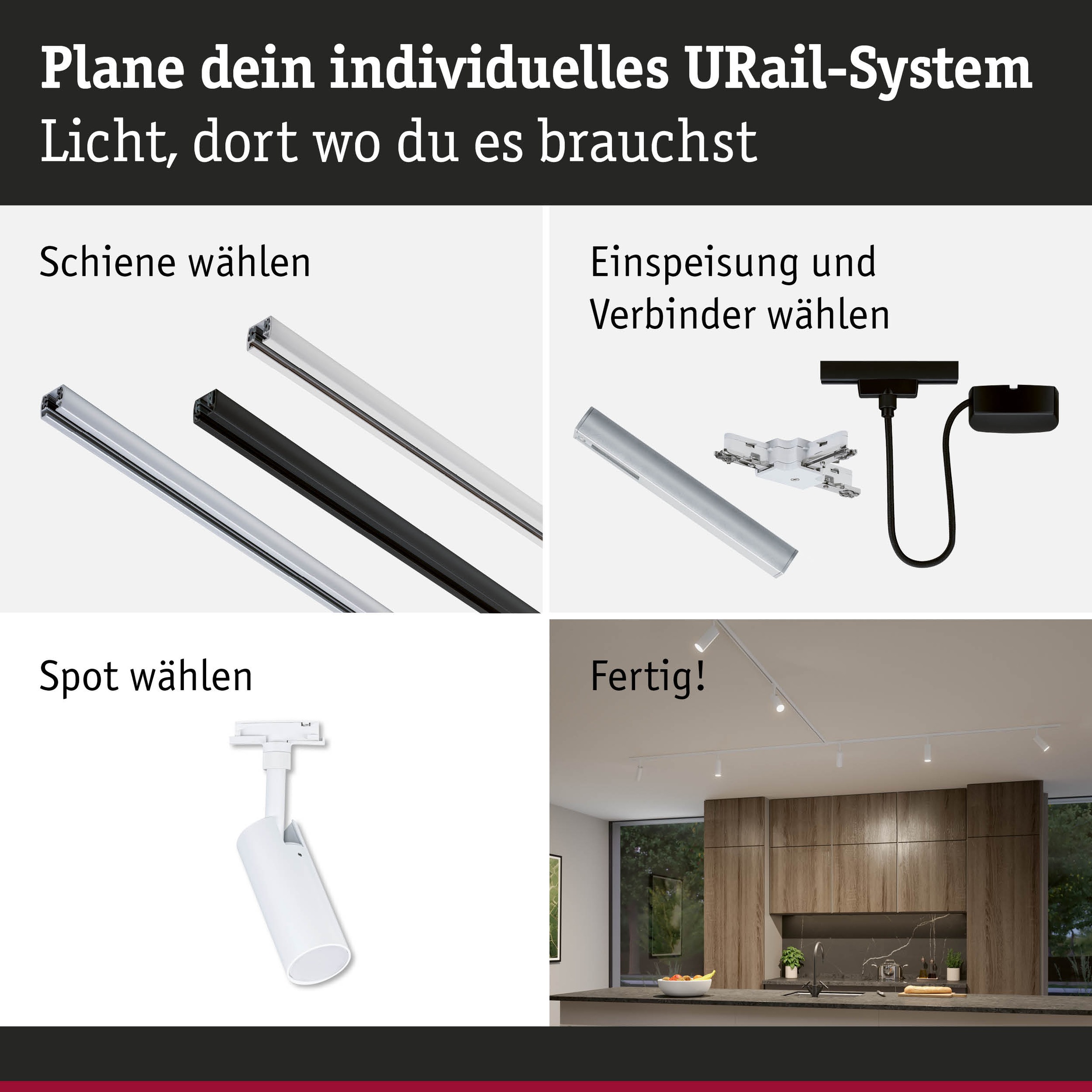 Paulmann Schienensystem-Leuchten »URail Spot Tubo 1x4W 2700-4000K 230V« LED-Modul 1 Stk. Farbwechsler 3-Step-Dim