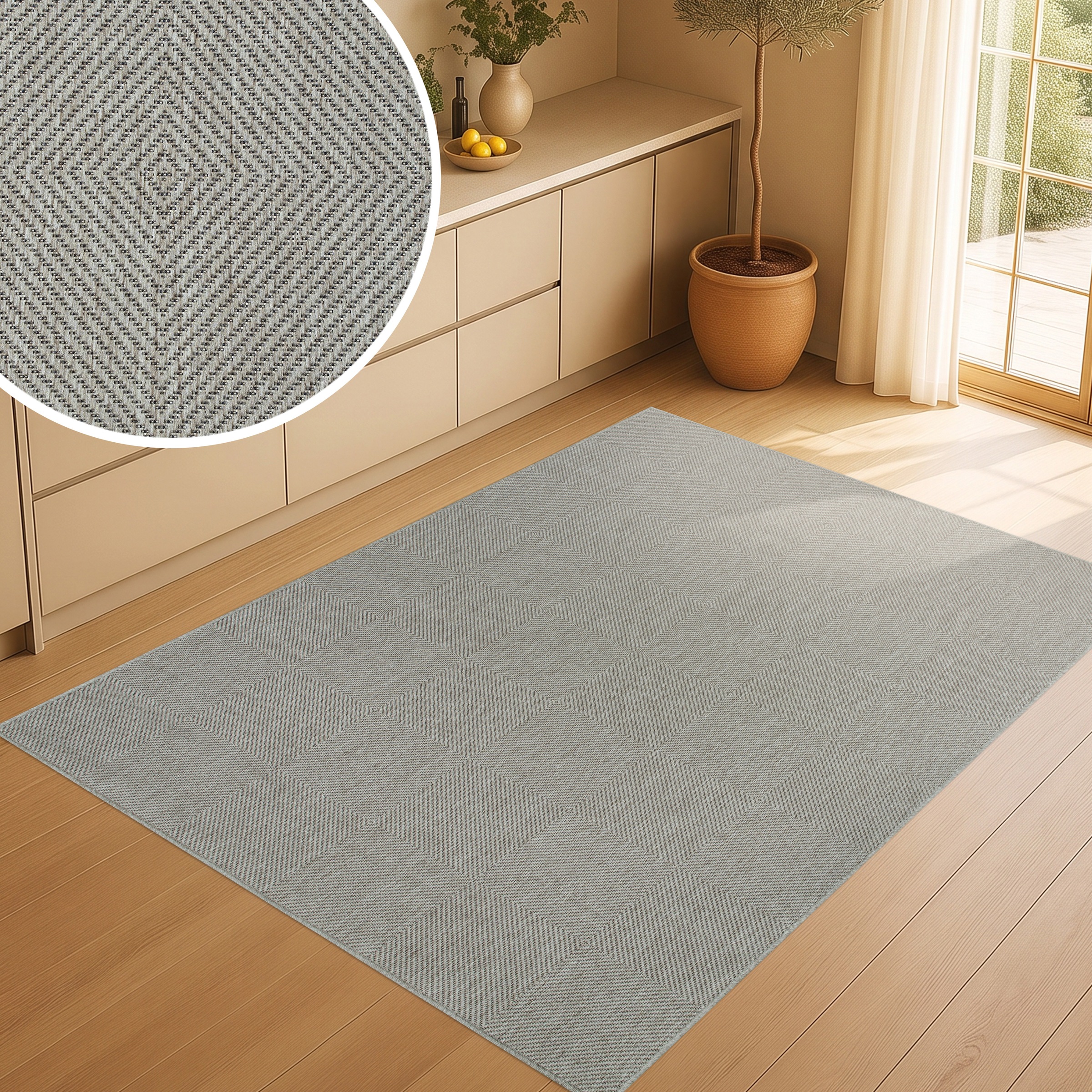 OTTO home Teppich "Anna, auch als Läufer erhältlich" rechteckig 3 mm Höhe In- und Outdoor geeignet, Sisal-Optik, Wetterfest & UV-beständig