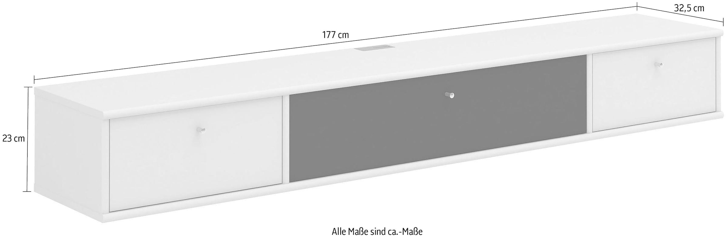 Hammel Furniture TV-Board »Mistral Fernsehschrank, Medienmöbel, Hängend«, mit Klappe mit Akustikstoff, Kabeldurchführung, Lowboard, B: 177 cm