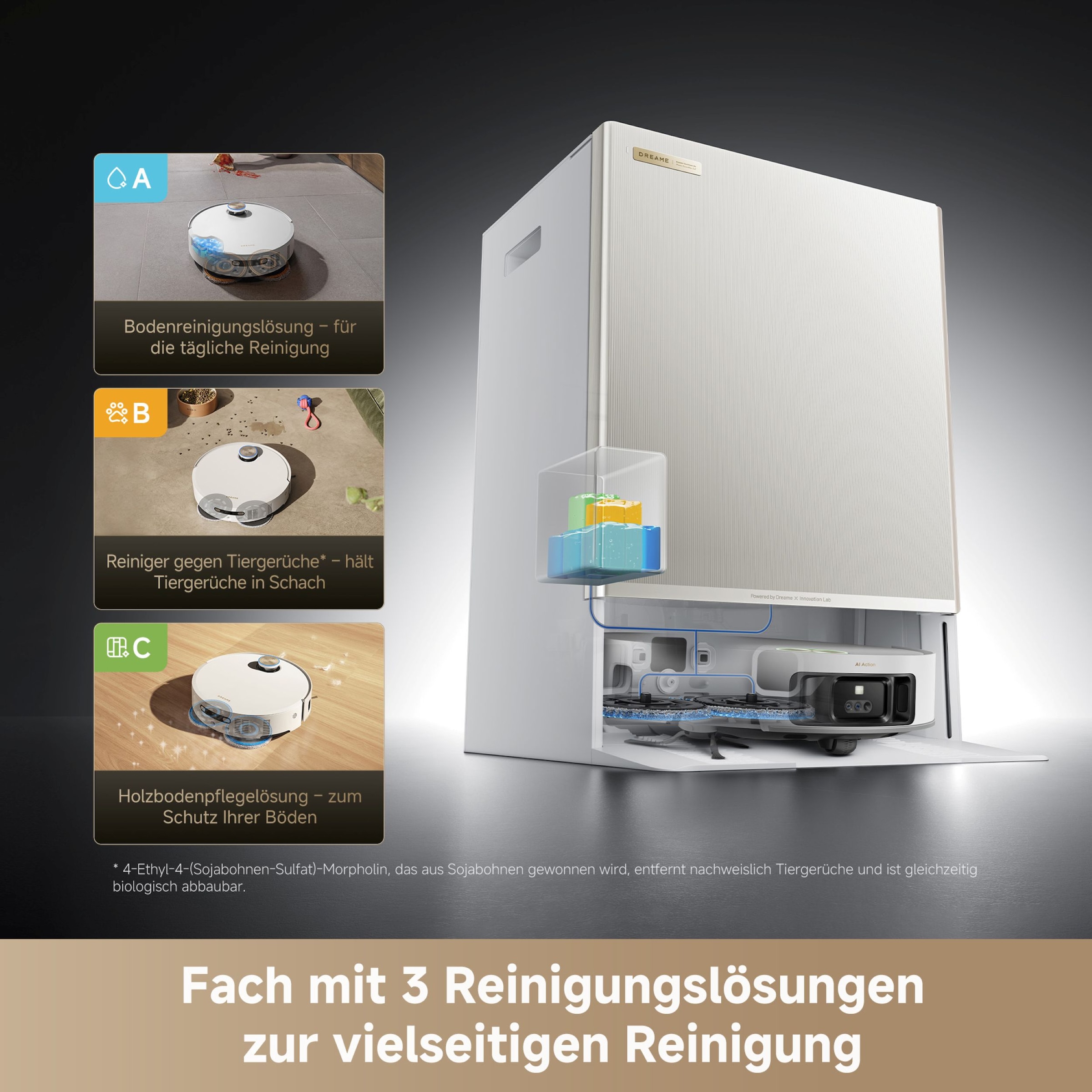 Dreame Saugroboter »mit Wischfunktion Matrix 10 Ultra White« Mop-Wechsel, drei Reinigungsmittel, überwindet Hindernisse, 30.000 Pa