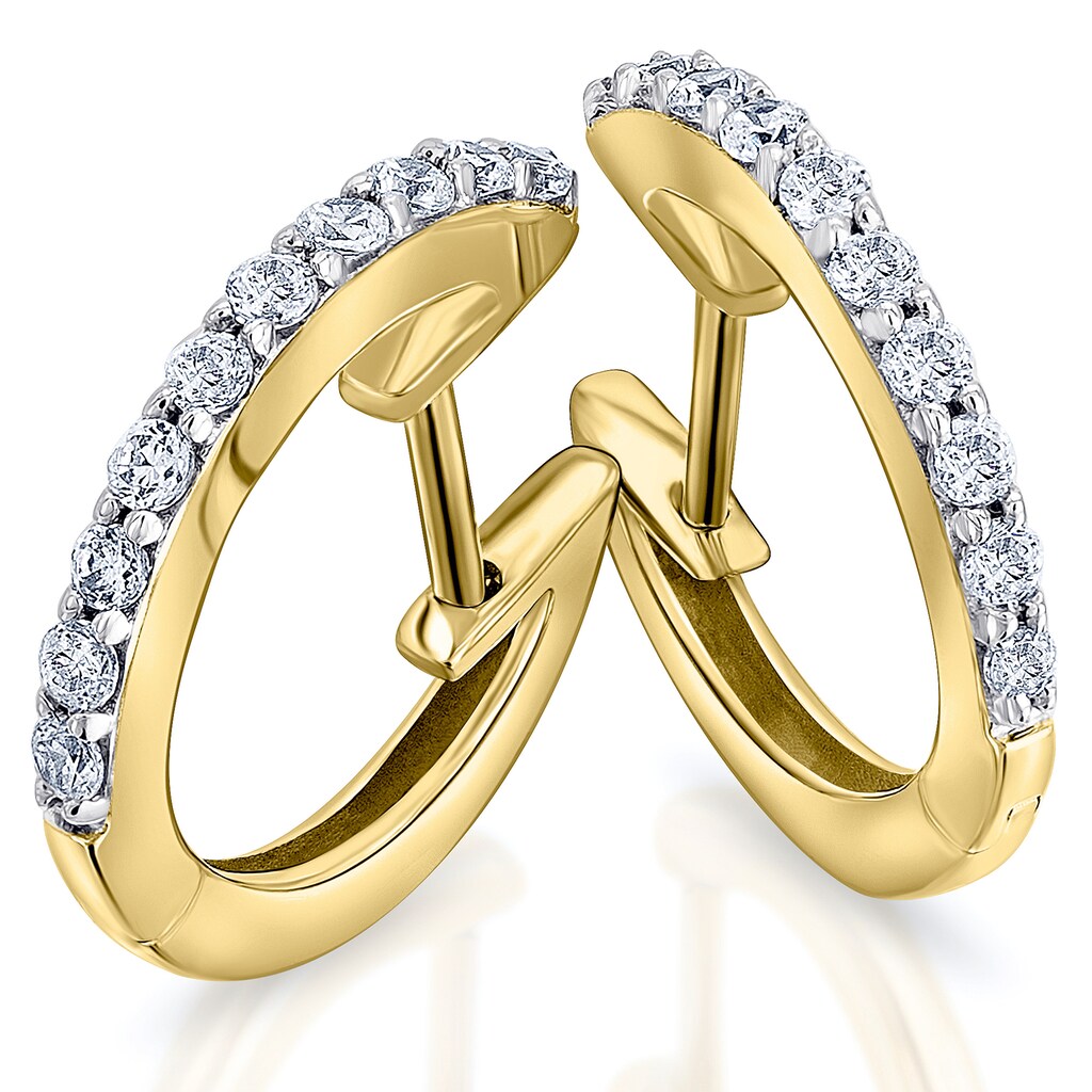 ONE ELEMENT Paar Creolen »0,30 ct Diamant Brillant Ohrringe Creolen aus 585 Gelbgold«, Damen Gold Schmuck