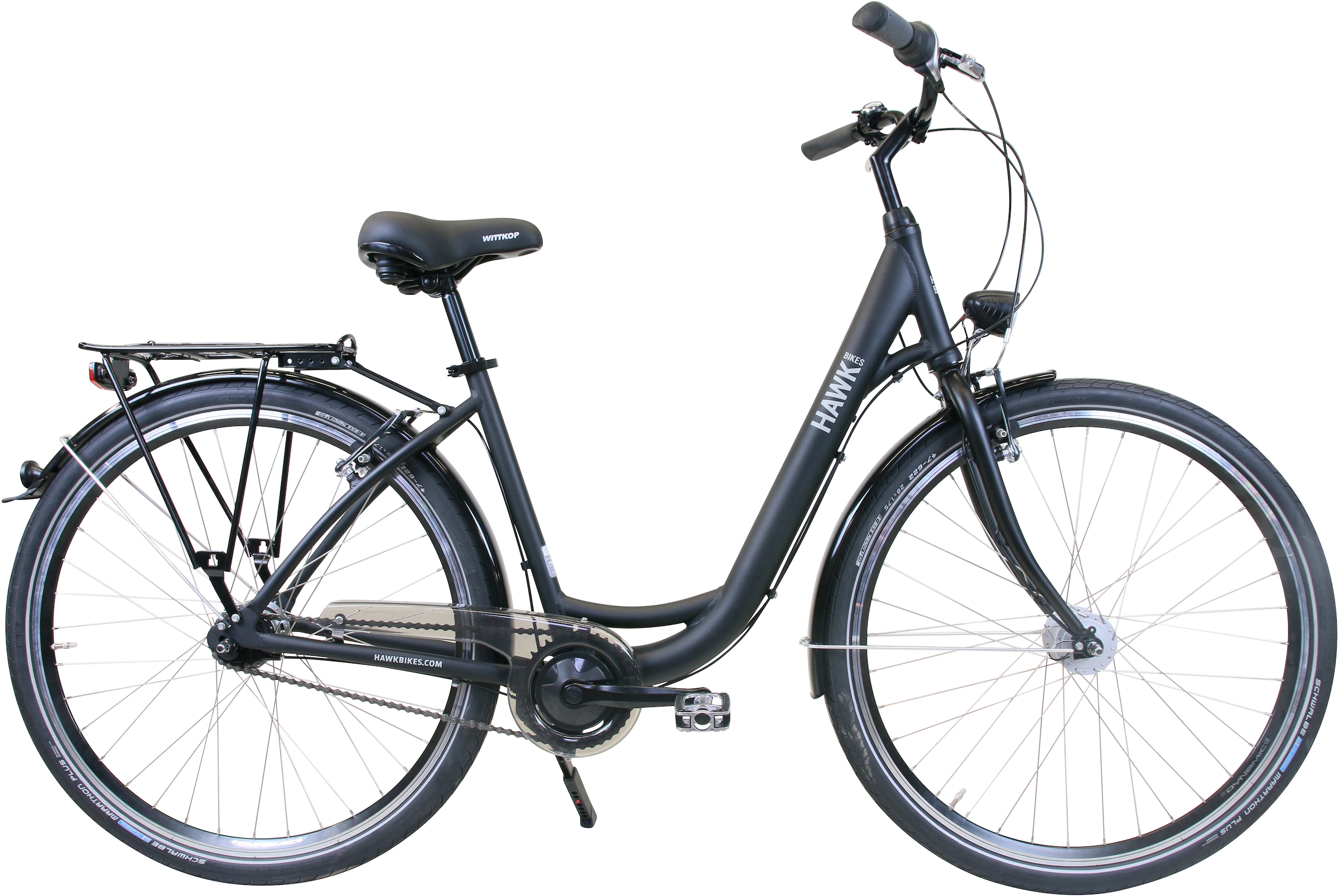 HAWK Bikes Cityrad »City Wave Easy Black«, 7 Gang, Shimano, Nexus Schaltwerk, für Damen und Herren