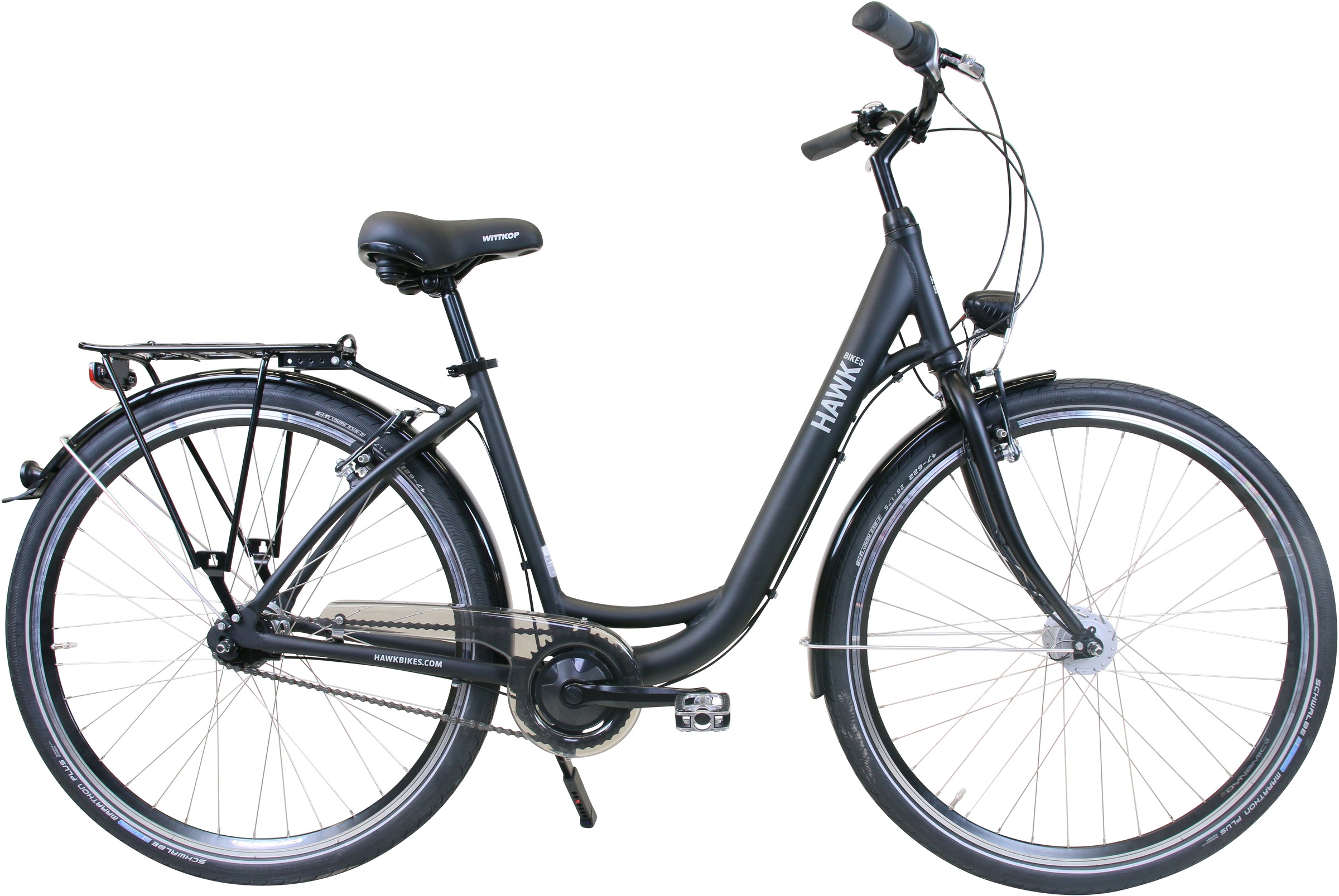 HAWK Bikes Cityrad "City Wave Easy Black", 7 Gang, Shimano, Nexus Schaltwerk, für Damen und Herren