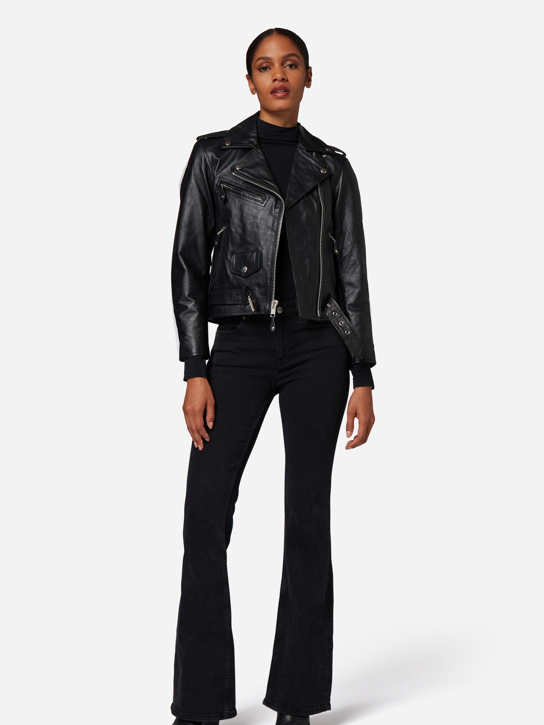 RICANO Bikerjacke »Lederjacke Brando Girls« ohne Kapuze Handgefertigt aus echtem Leder