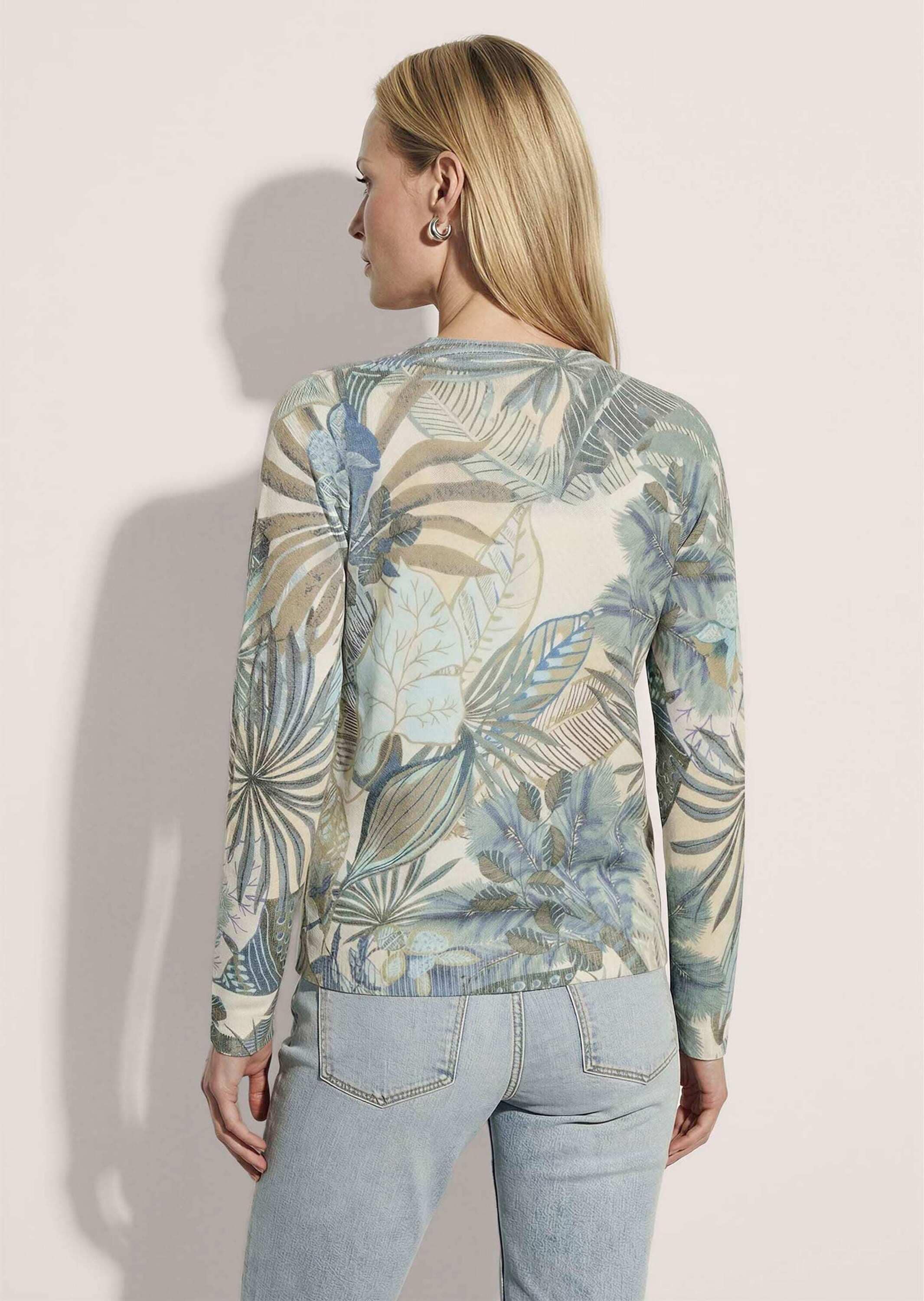 MADELEINE Longpullover »Pullover Strickpullover mit botanischem Print«