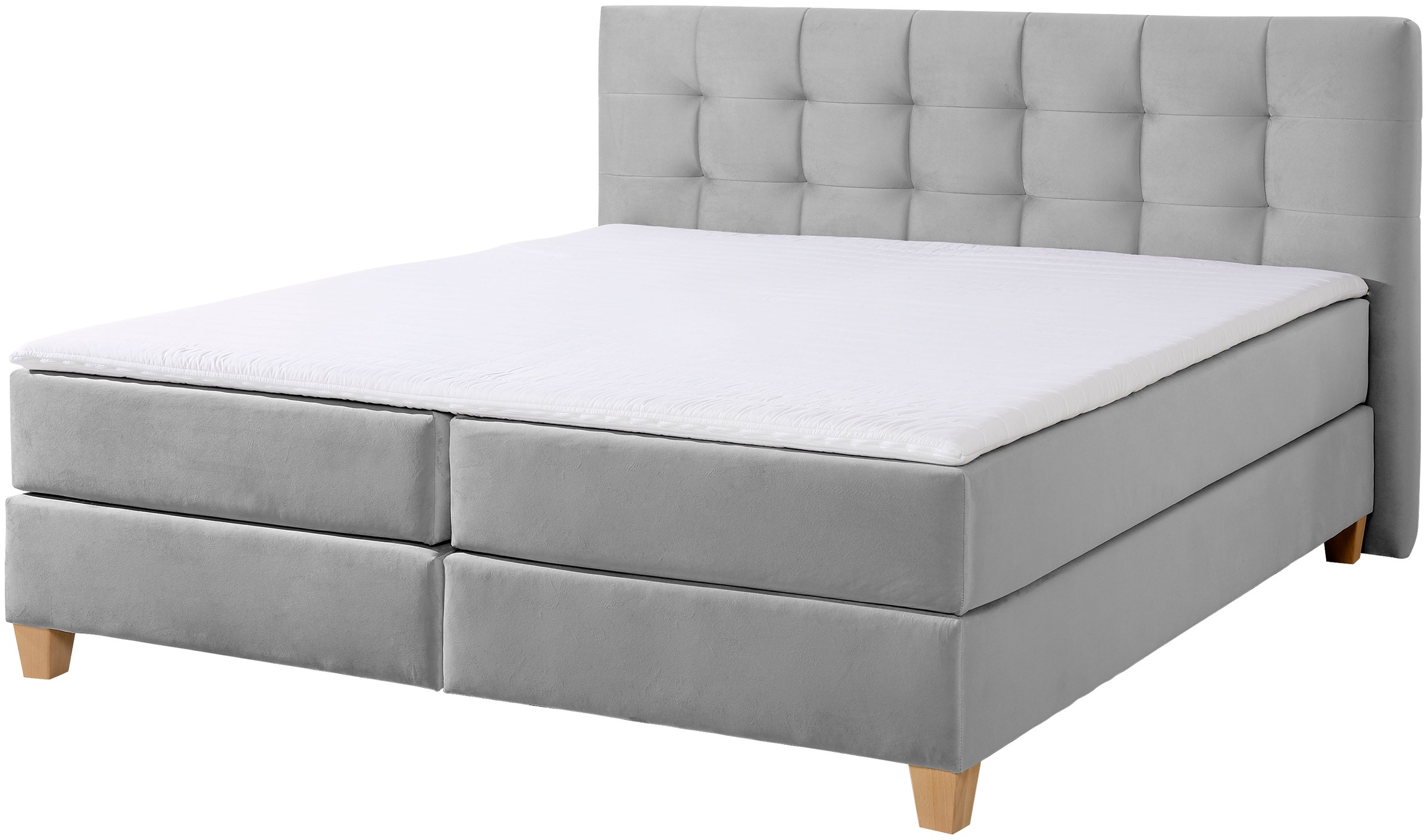 Boxspringbett HOME AFFAIRE "Moulay", grau, B:214cm L:231cm, Komplettbetten, Boxspringbett, inkl. Topper, in Überlänge 220 cm, 3 Härtegrade, auch in H4 3