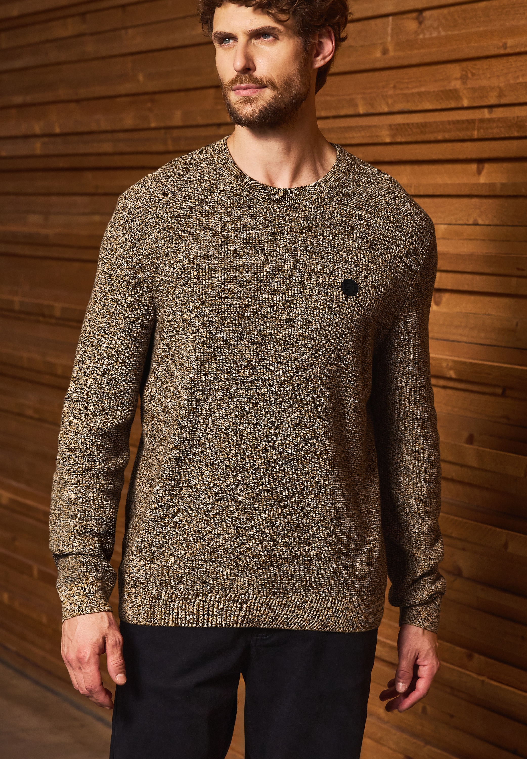 STREET ONE MEN Strickpullover im Melange Look