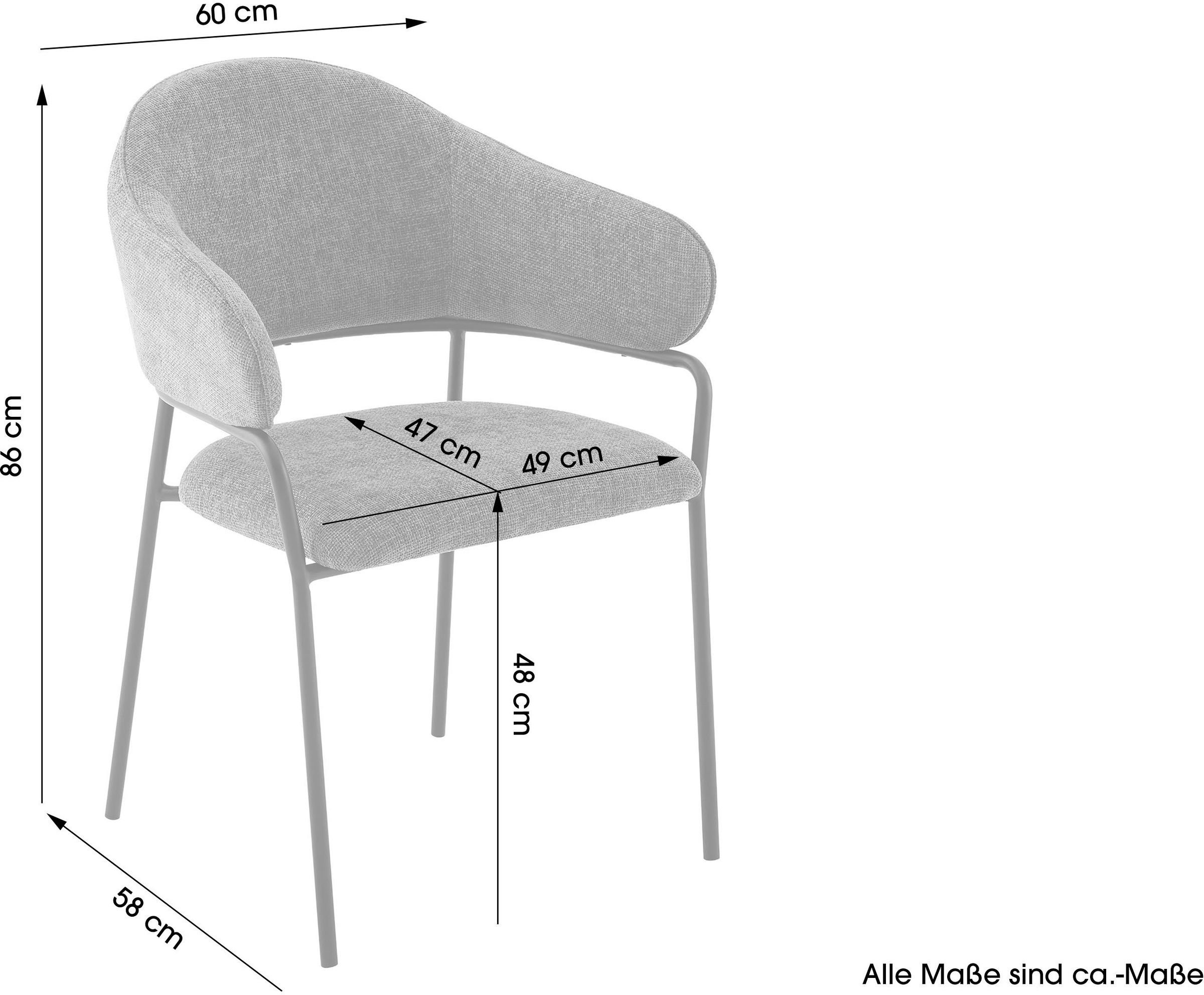 byLIVING Esszimmerstuhl »Curve«, (Set), 2 St., Webstoff, moderner Stoff Stuhl mit gemütlichem Sitzkomfort, verschiedene Farben.