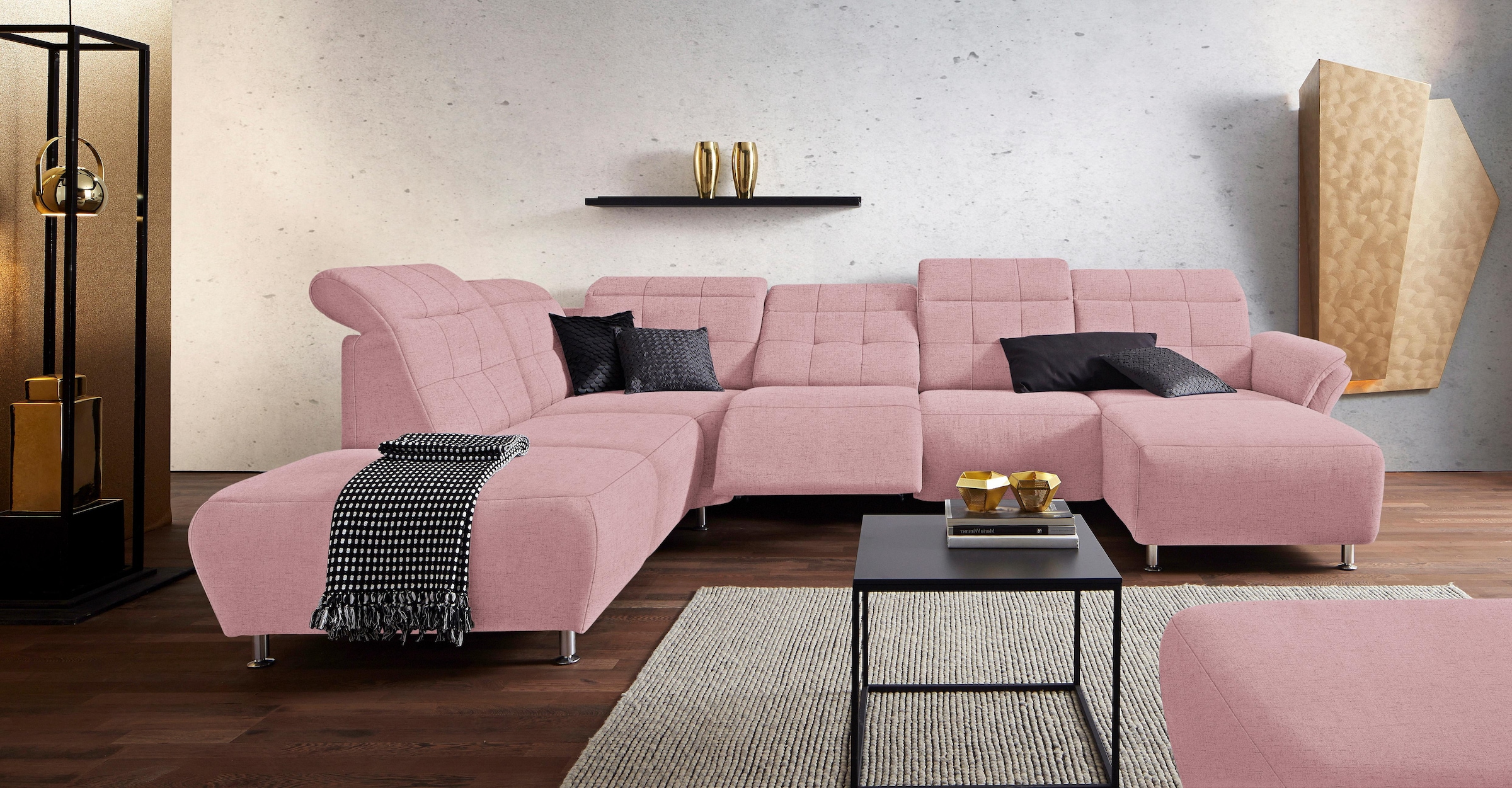 Home affaire Wohnlandschaft "Manhattan U-Form" 2 Sitze mit elektrischer Rel günstig online kaufen