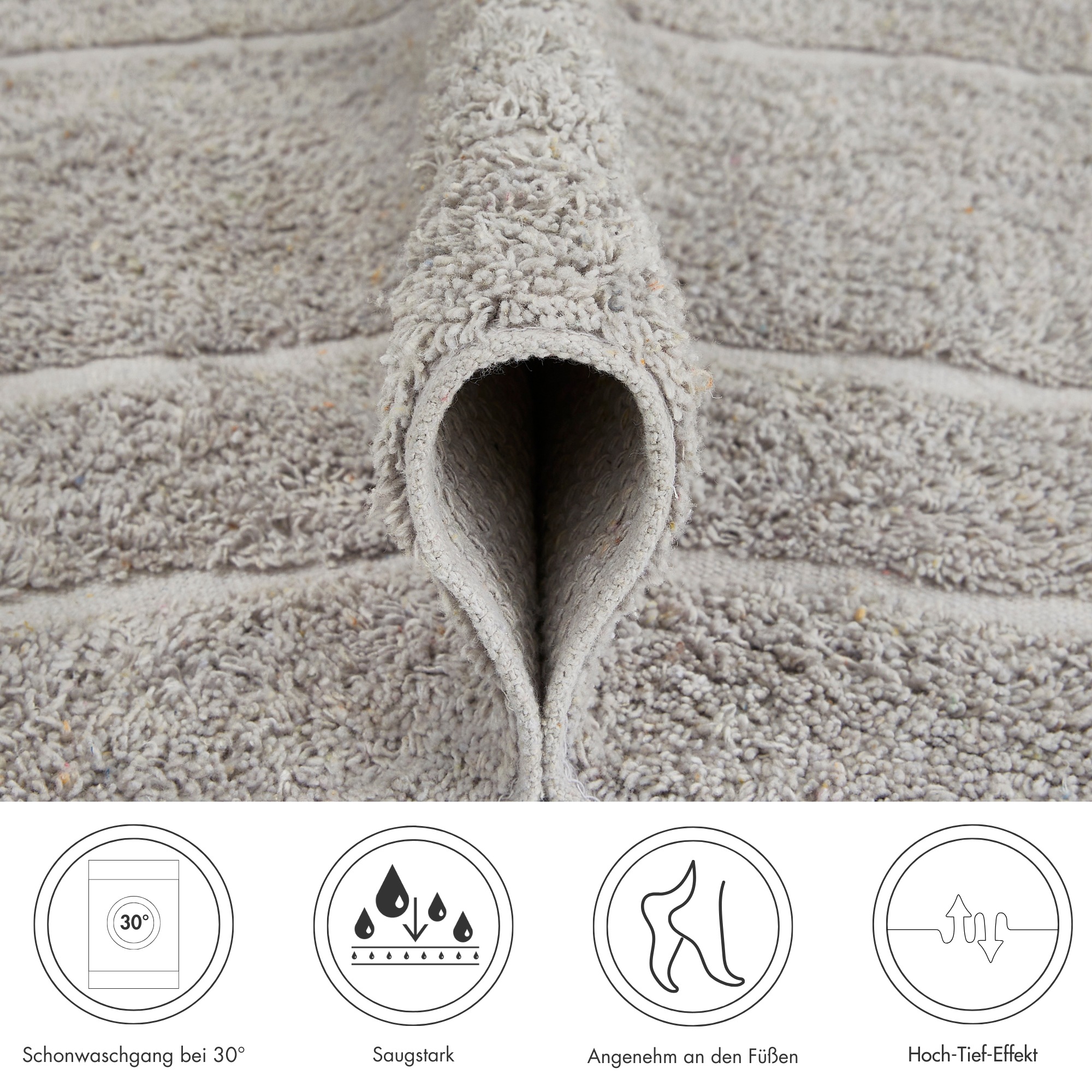 Thumbnail - Andiamo Badematte "Havanna, 50x80 cm" Höhe 7,5 mm fußbodenheizungsgeeignet  schnell trocknend Badteppich, Uni Farben, Ho...