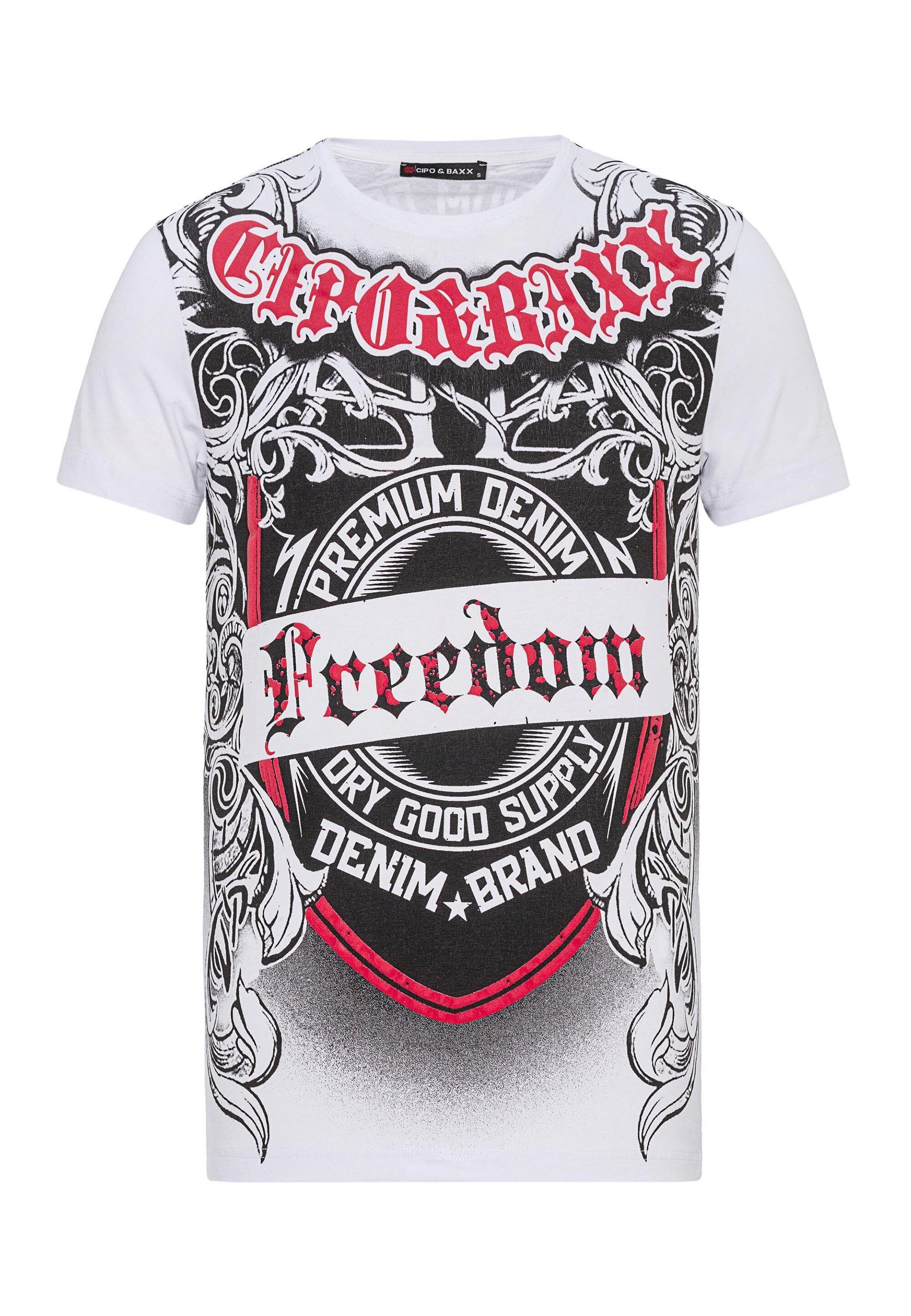Cipo & Baxx T-Shirt "T-Shirt", große Tribal- und Markenprints setzen rockig günstig online kaufen