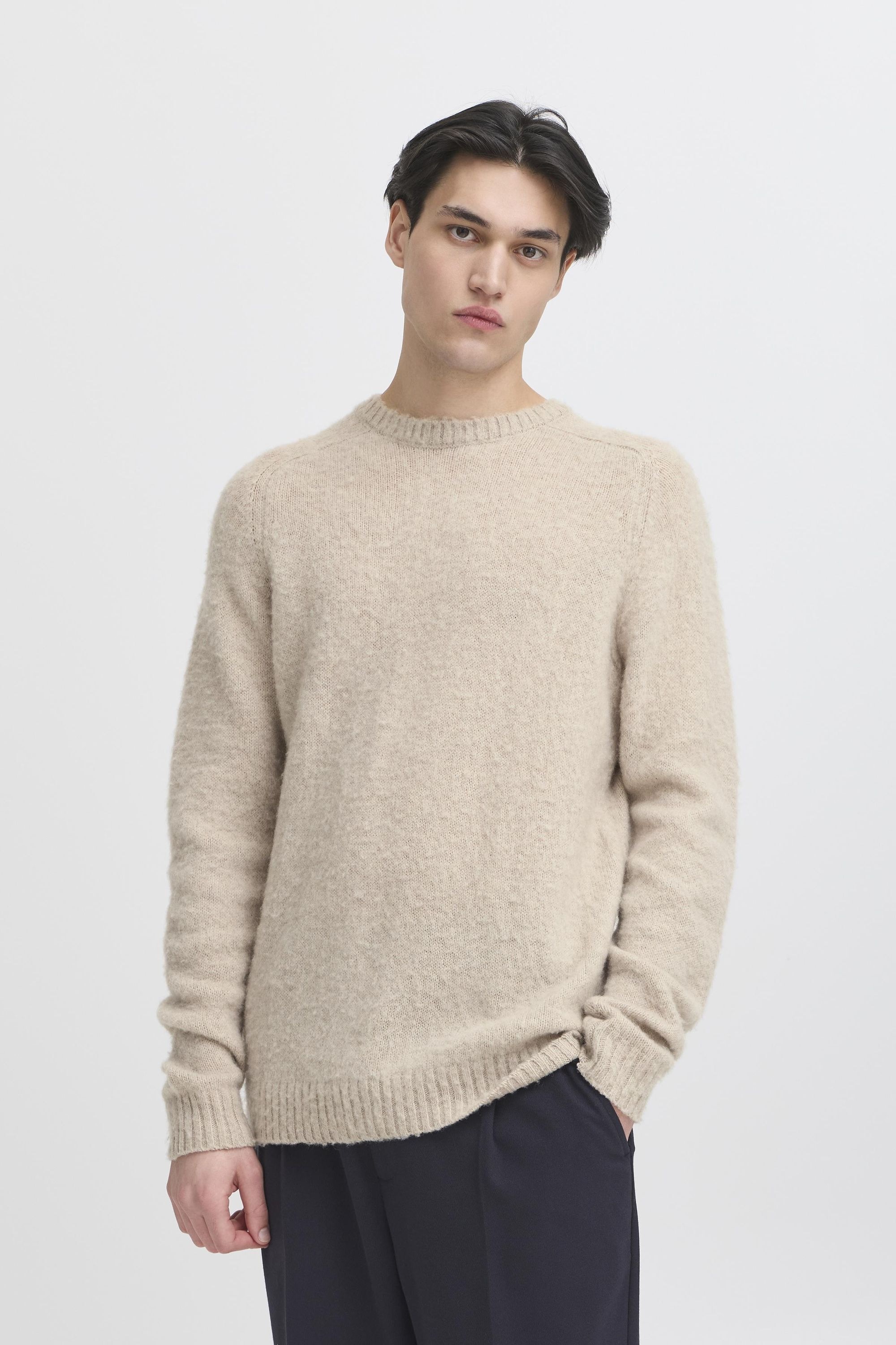 Strickfleece-Pullover CASUAL FRIDAY "Strickpullover CFBERT", Herren, Gr. 3XL, beige (silber lining), Obermaterial: 50% Wolle mw. 50% Polyamid PA., Pullover 2