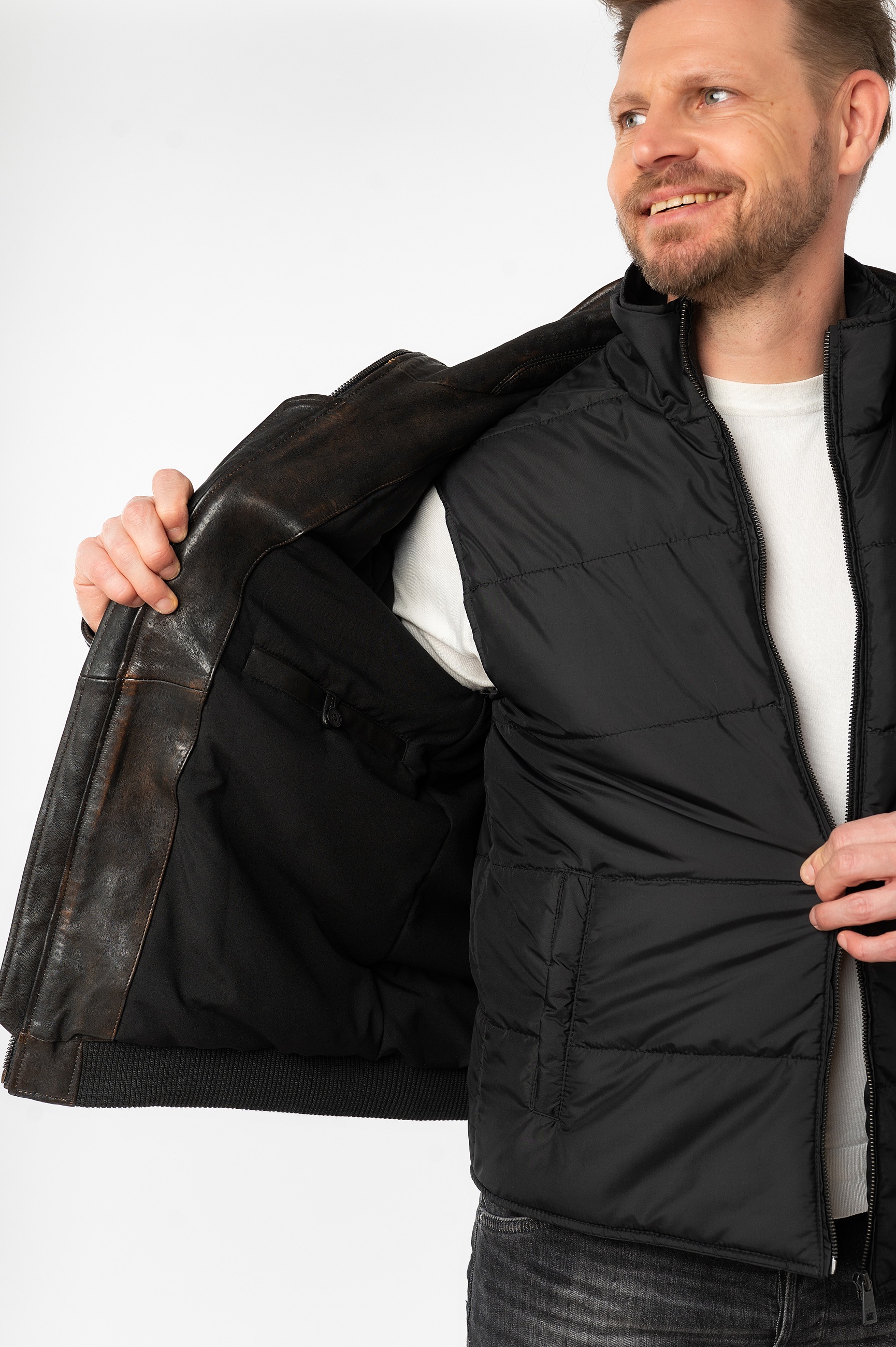 Mauritius Lederjacke »MMBromu«, mit wärmender Weste