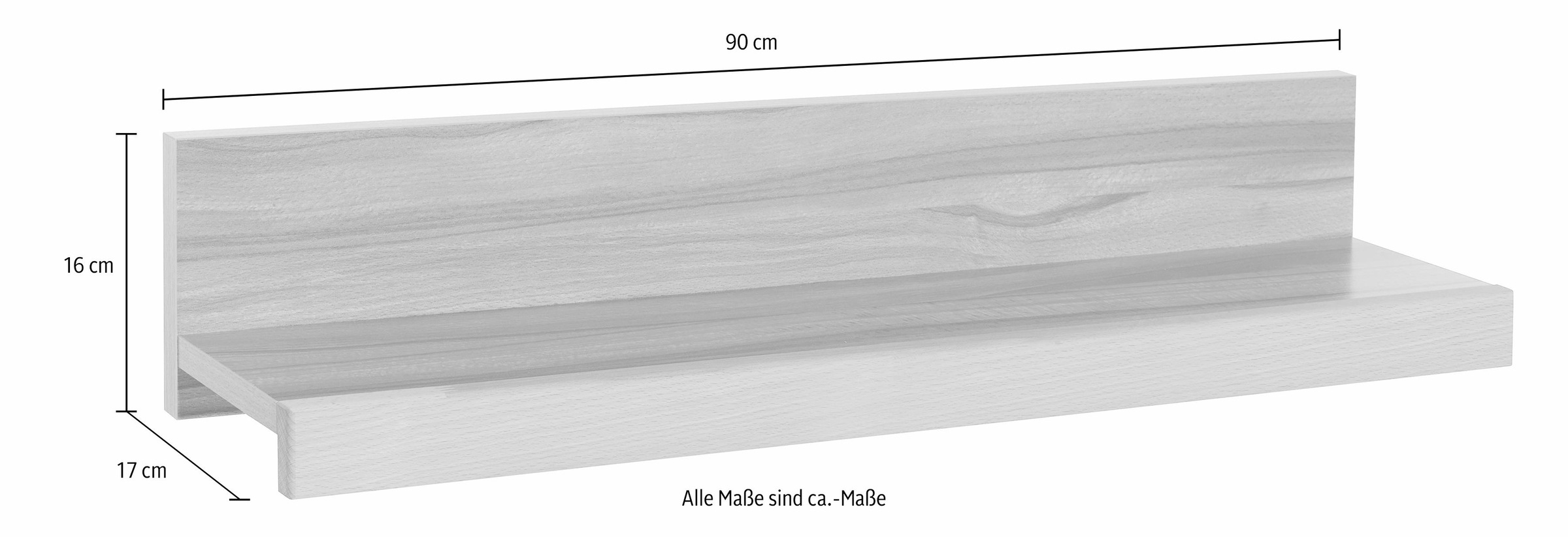 Home affaire Wandregal »Logo,teilmassiv, Breite: je 90 cm«, (Set, 2 St.), Ablageflächen Massivholz,in 4 Schritten montierbar