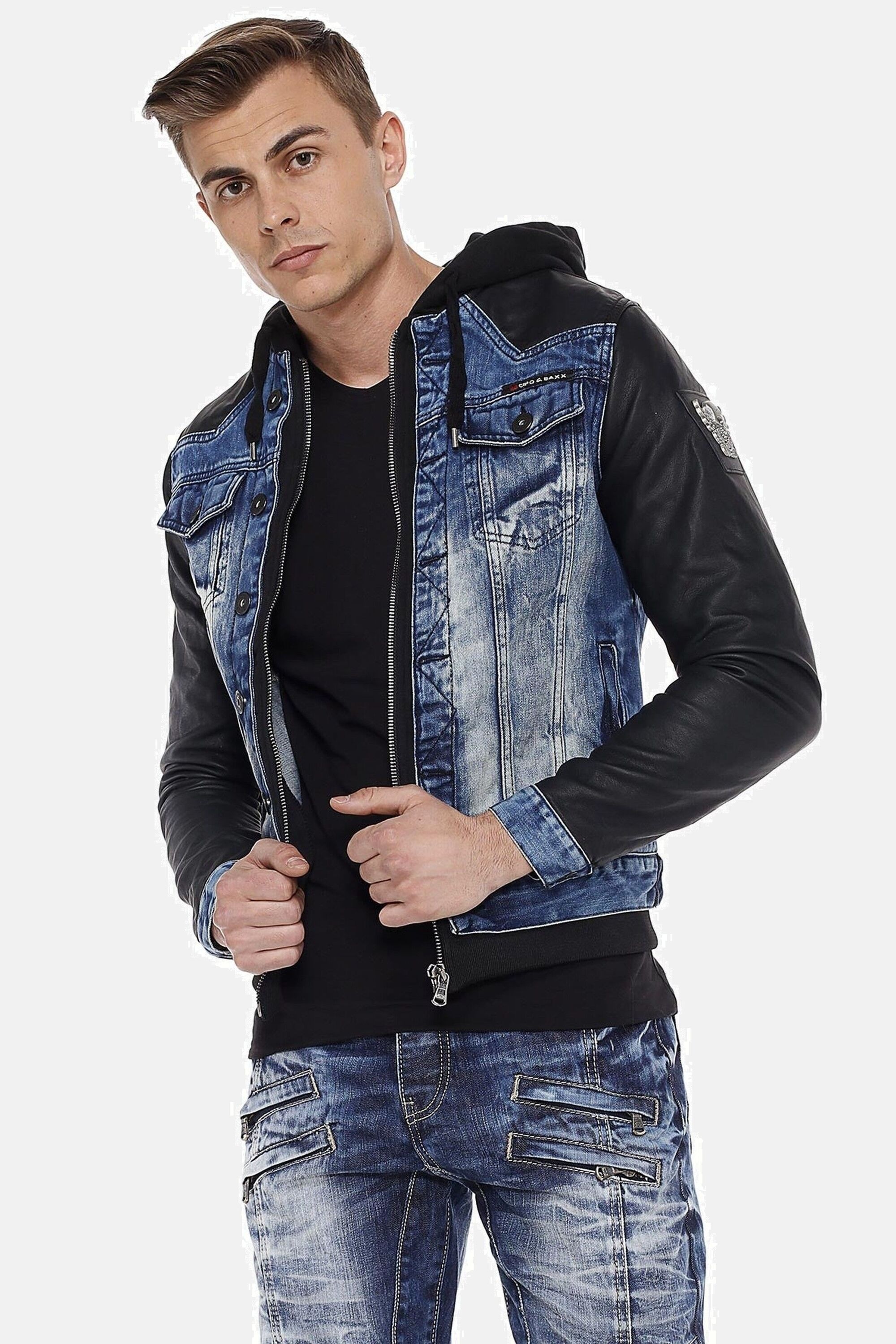 Cipo & Baxx Jeansjacke »Jacke«, mit Kapuze, mit Reißverschluss, CJ235