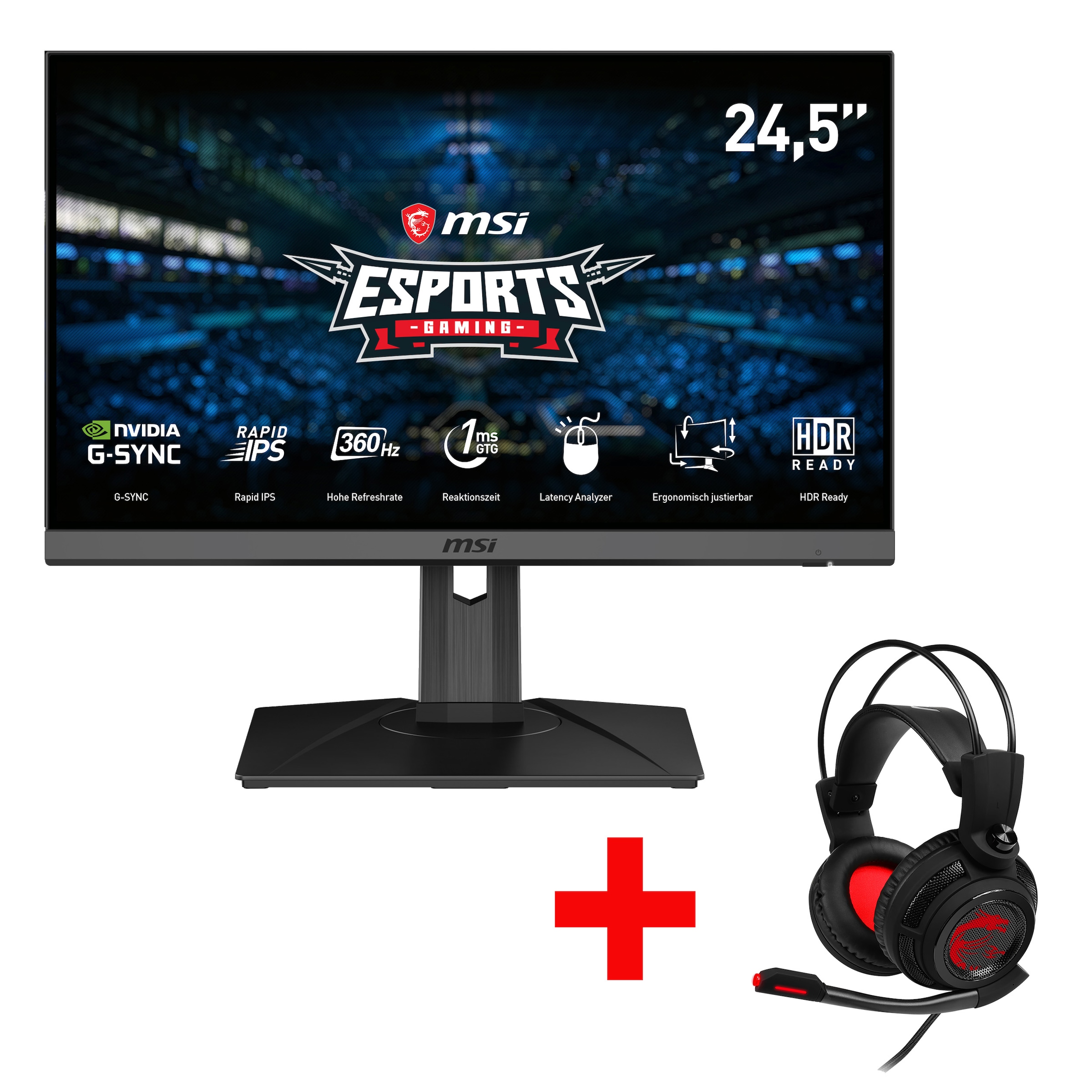 MSI Gaming-LED-Monitor »Oculux NXG253R E-Sports«, x 1920 Herstellergarantie 1 HD, ms Zoll, Full px, | Reaktionszeit, 360 Hz, BAUR 3 62,2 höhenverstellbar, cm/25 1080 Jahre