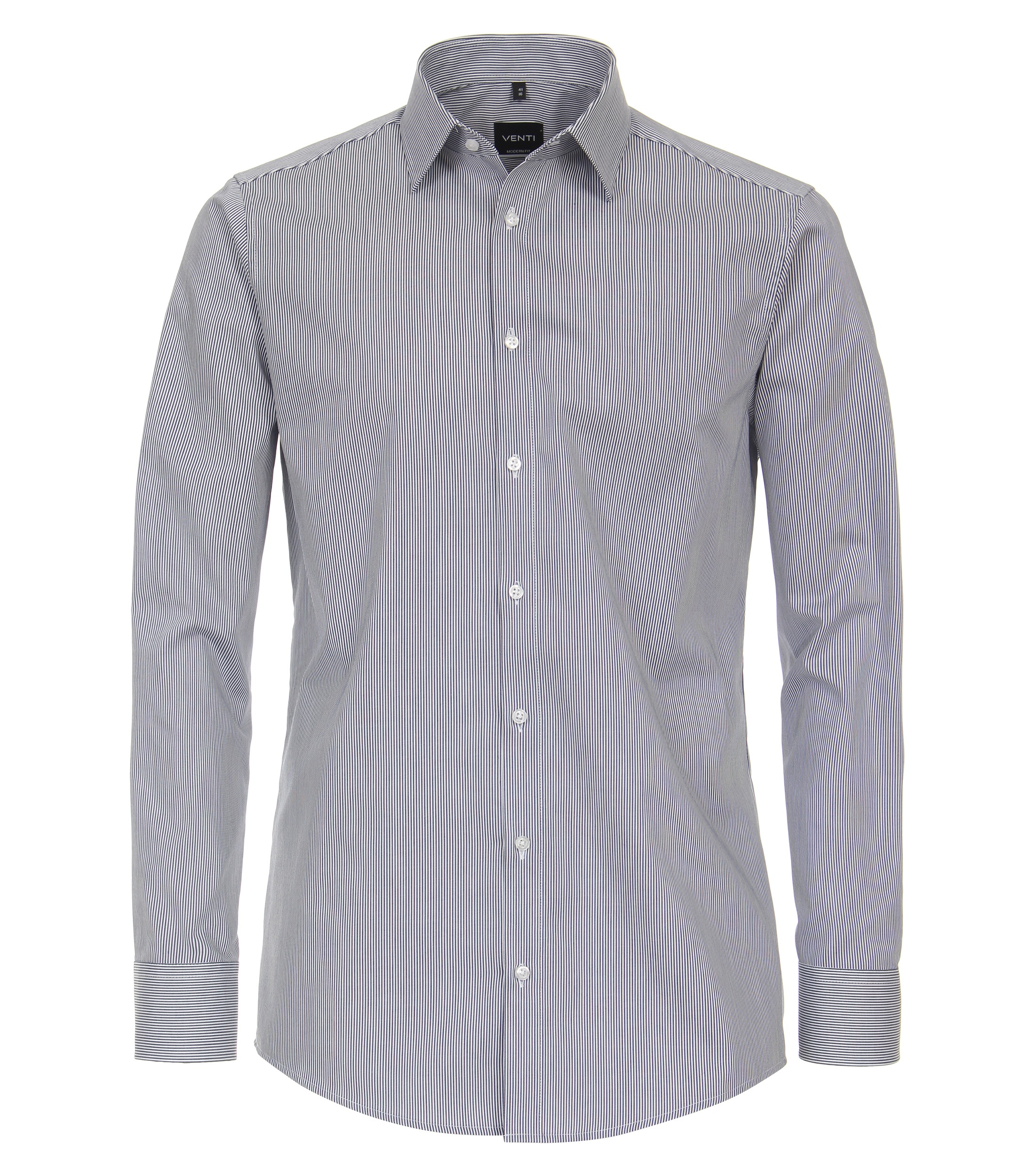 Businesshemd VENTI "VENTI Businesshemd gestreift", Herren, Gr. 43, Normalgrößen, blau (mittelblau), 100% Baumwolle, gestreift, schmal, Hemden