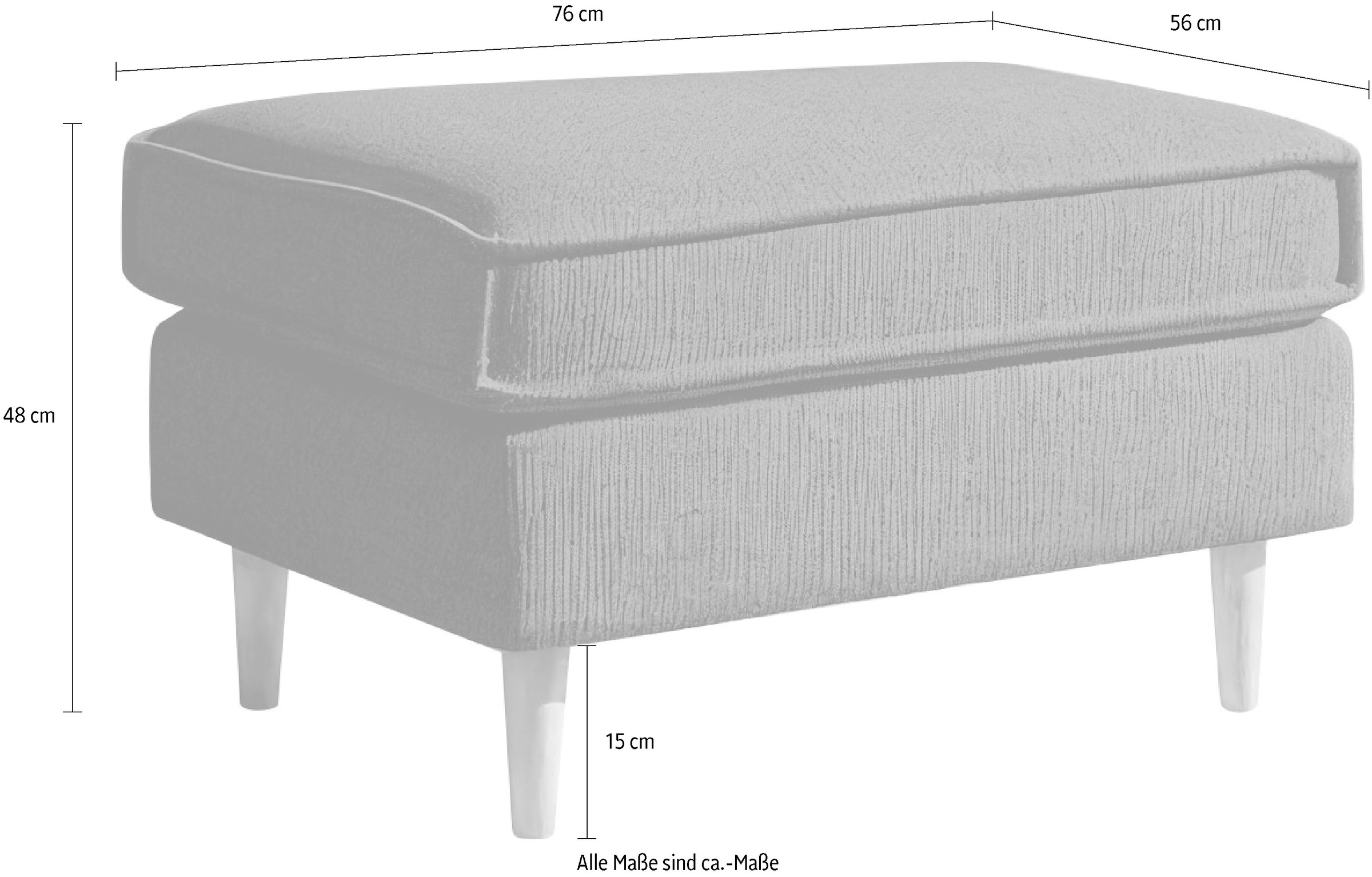 Home affaire Polsterhocker »Pinto Skandi« mit Keder, Massivholzfüße Eiche geräuchert